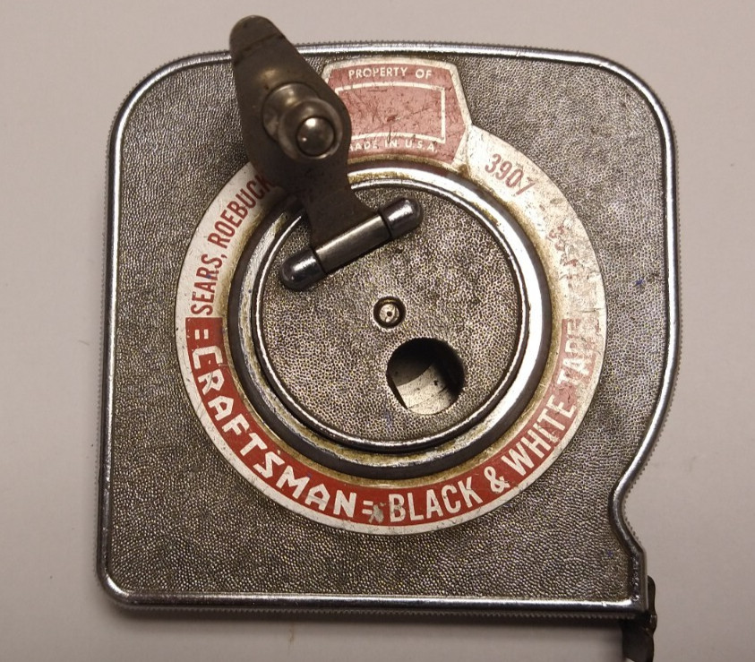 Vintage 50ft Craftsman Black and White Tape Measure Sears Roebuck CO 3907 USA