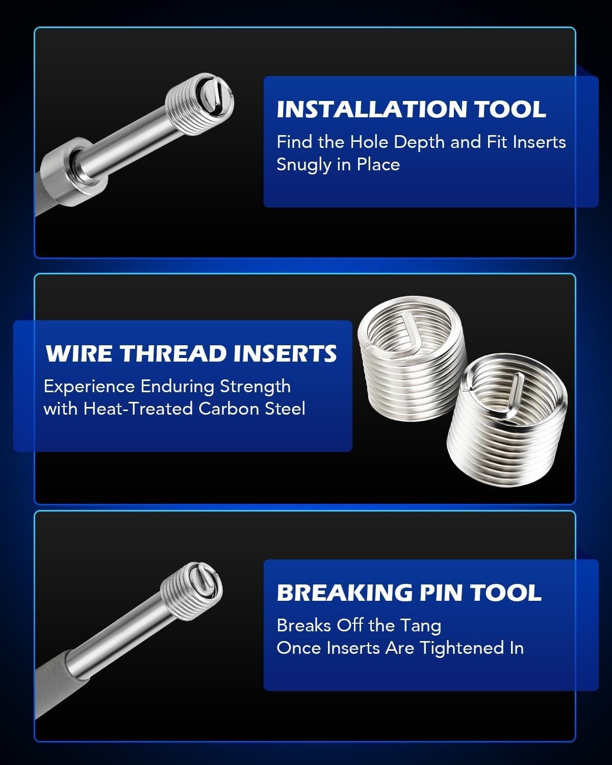 Portable Thread Repair Kit – 110 Inserts with HSS Drill Bits and Tools Included
