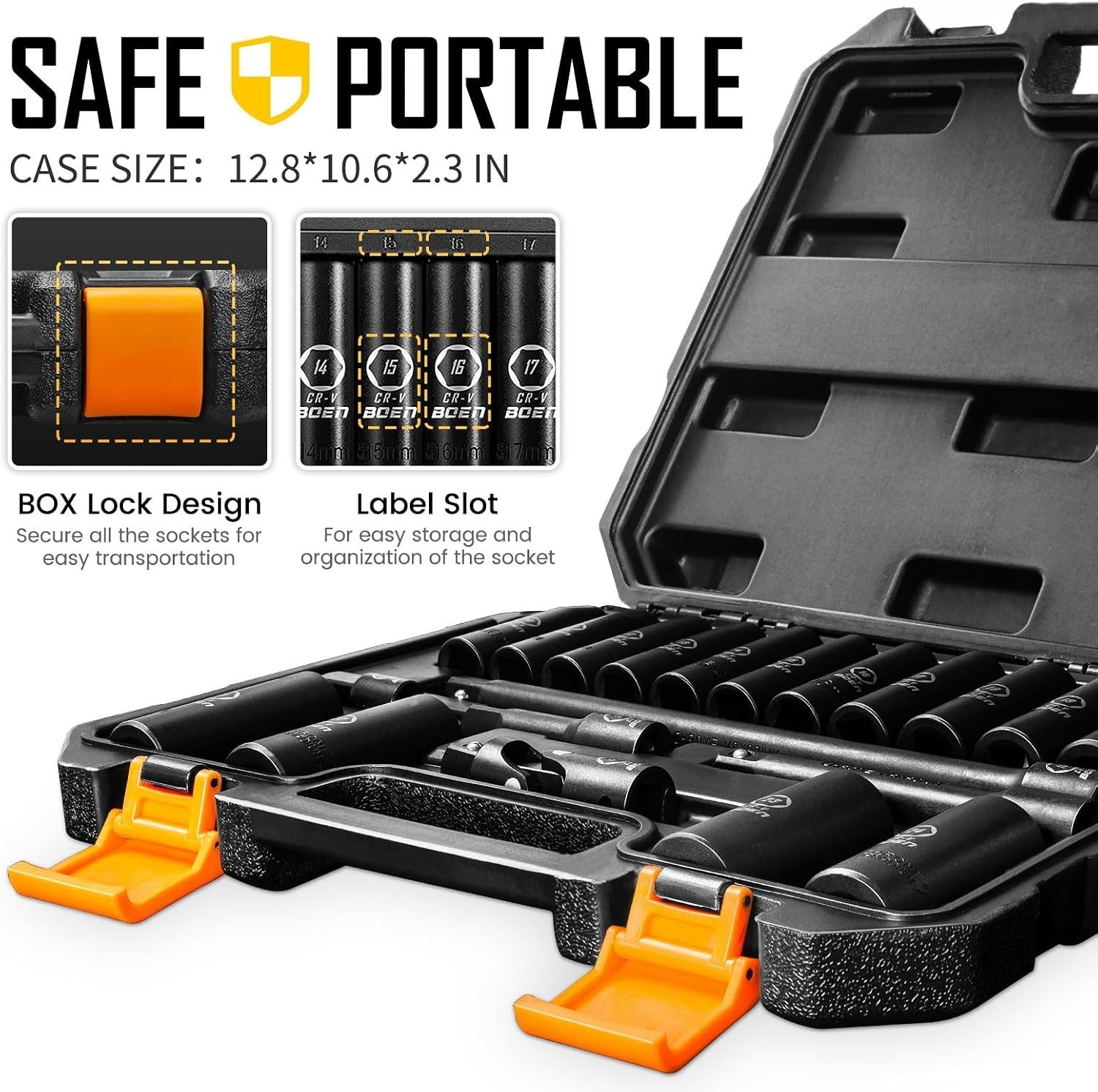 20-Piece Metric Deep Impact Socket Set, Cr-V Steel 10-24mm