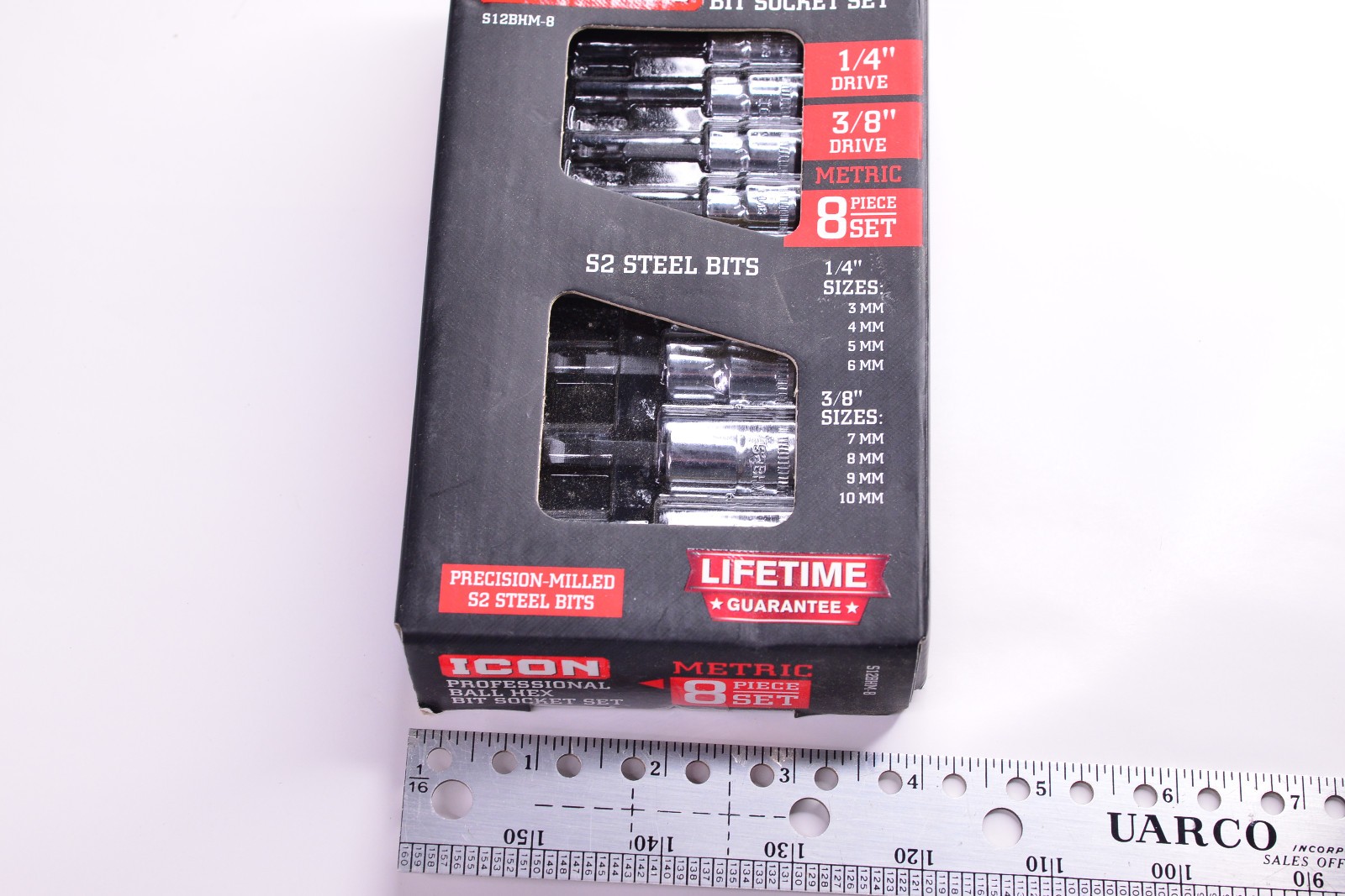 New ICON 1/4″ & 3/8″ Drive Professional METRIC Ball Hex Bit 8 pc. Socket Set