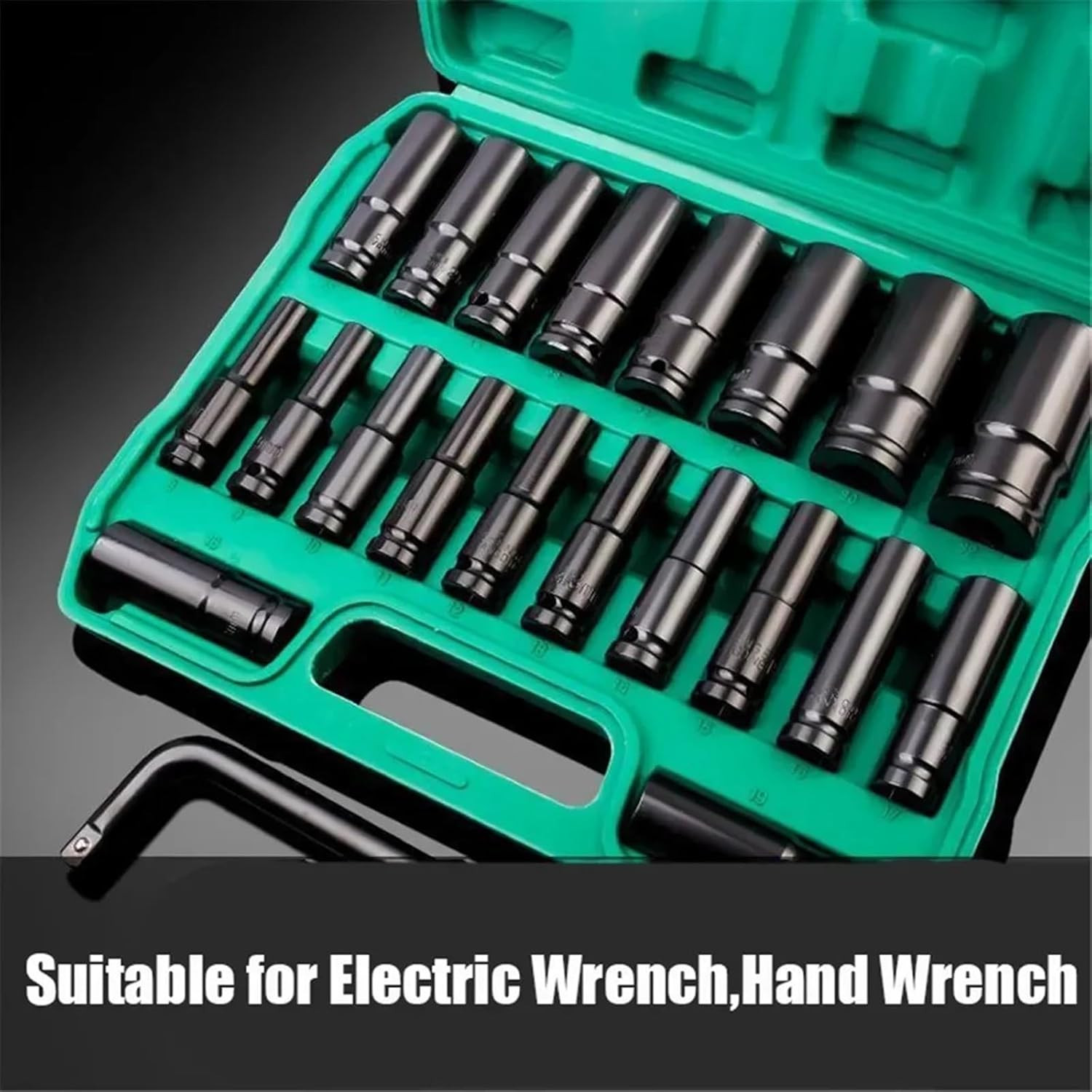 1/2Inch Impact Sockets Set 20PCS Drive Metric 8mm-32mm Deep 6-Point Set w/case