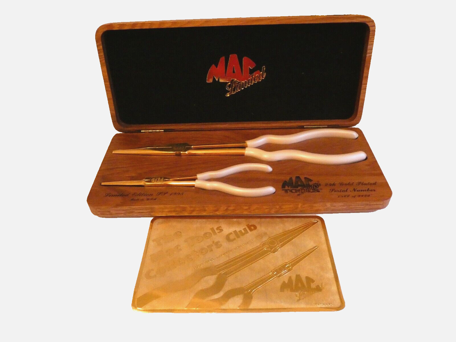 New Mac Tools 24k Gold Plated Long Reach Dual Set Pliers Limited Edition #1522