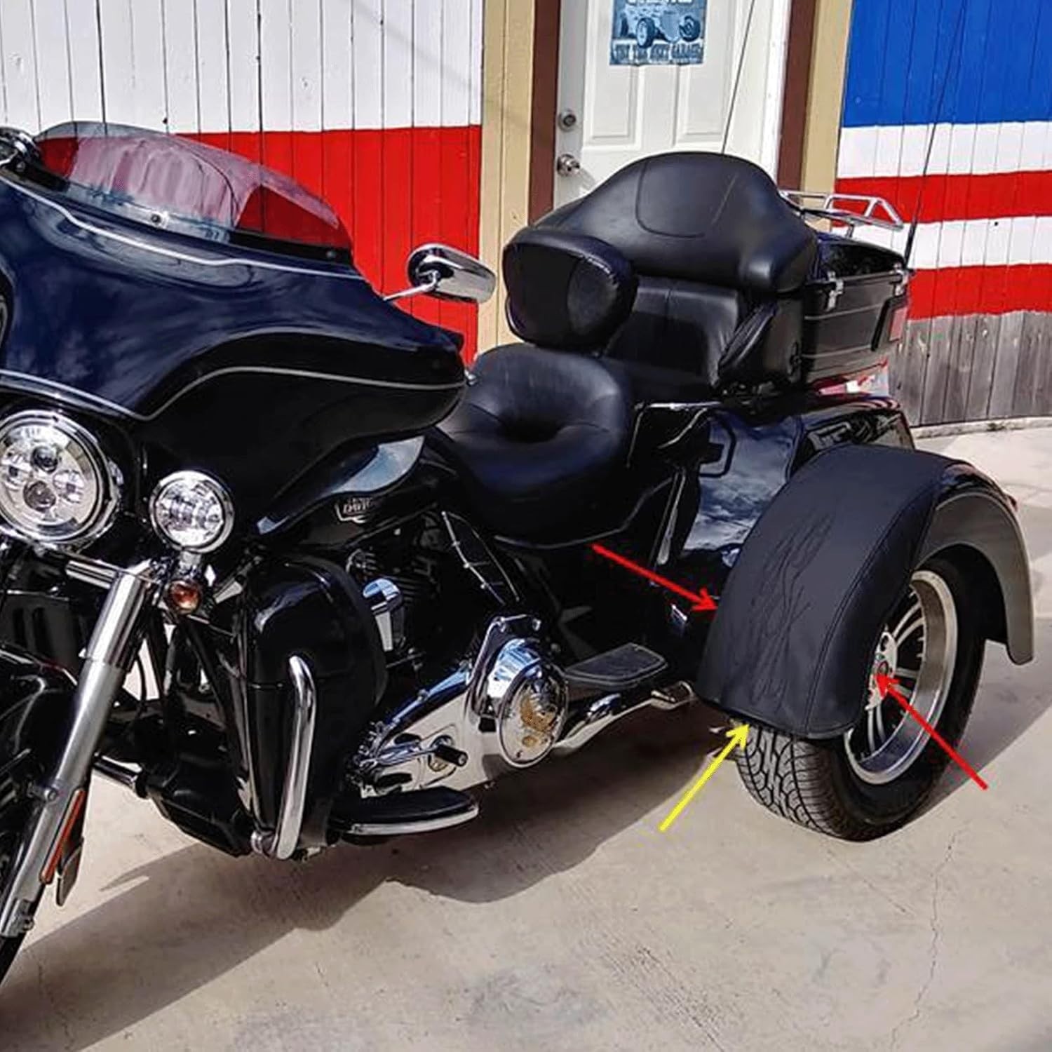 PU Leather Flame Rear Trike Fender Bra for Harley Tri Glide Ultra Classic FLHTCU