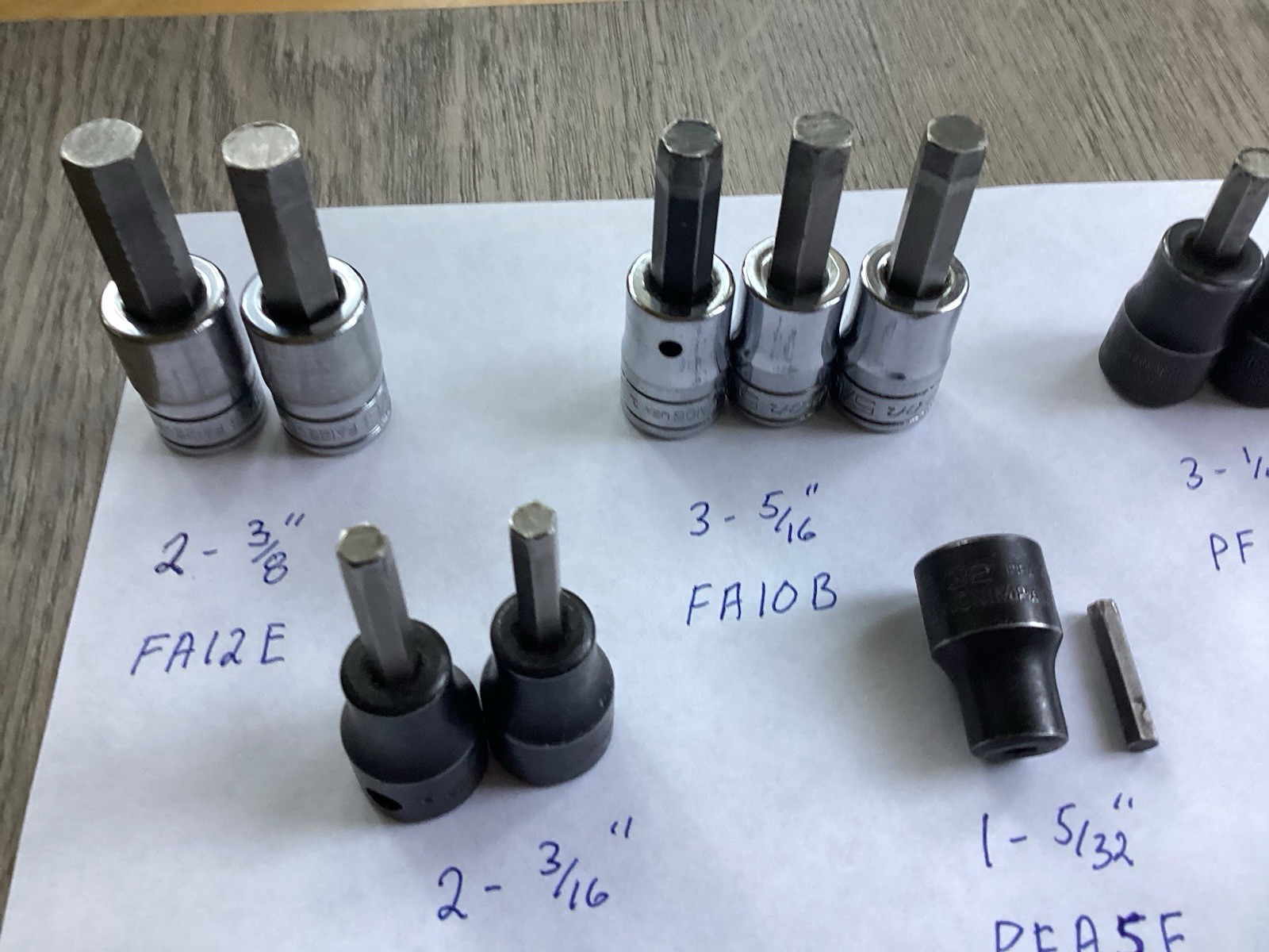 11-various sizes Snap On Hex Drivers and 1- Apex Hex Driver and Thread dresser