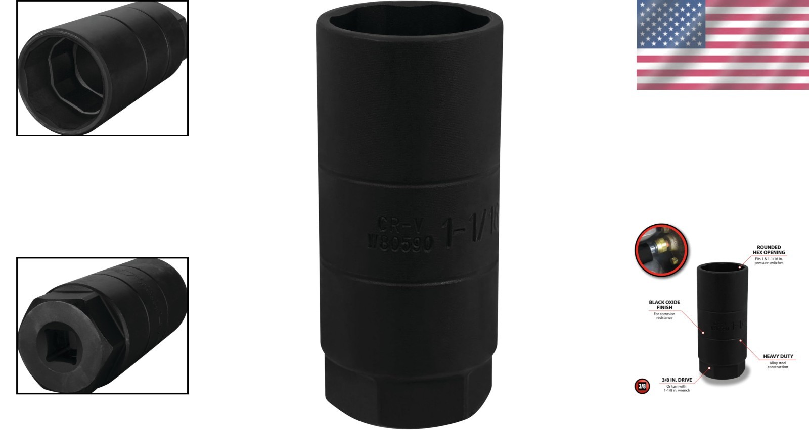 Versatile W80590 Oil Pressure Socket Accepting Switches Up to 2-5/8 Inches
