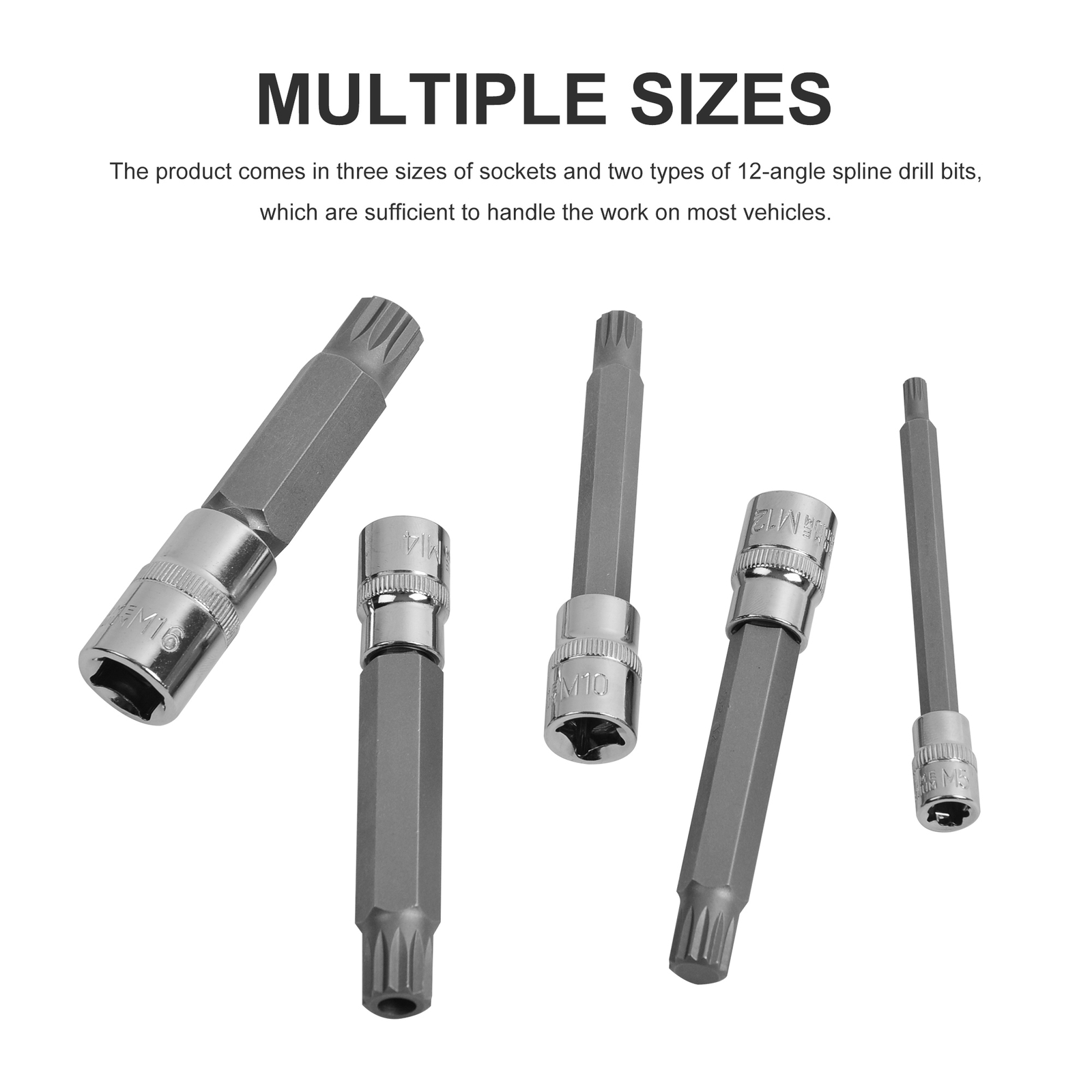 XZN Triple Square Long Spline Socket Bit Set 1/4″ 3/8″ 1/2″ Tamper Proof 10pc