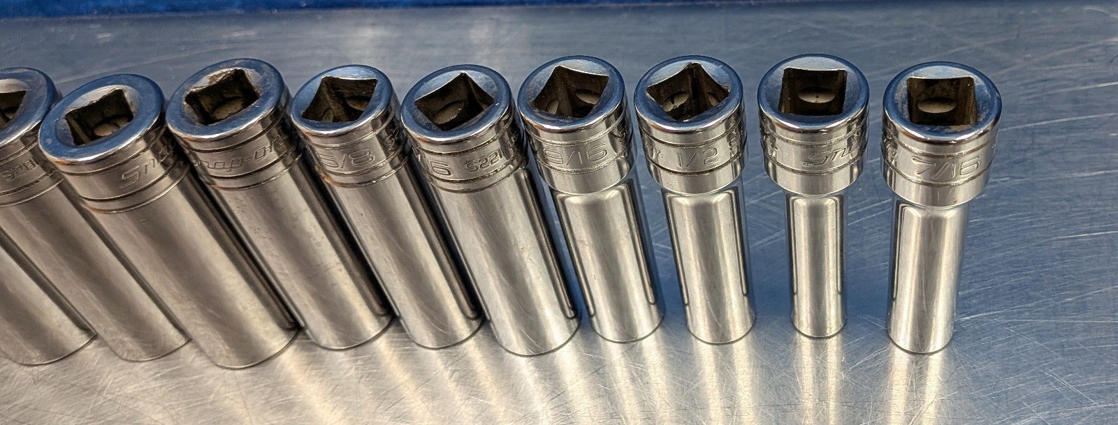 Snap-On Tools 13 pc 1/2″ Drive 12-Point SAE Flank Drive Deep Socket Set (313TSYA