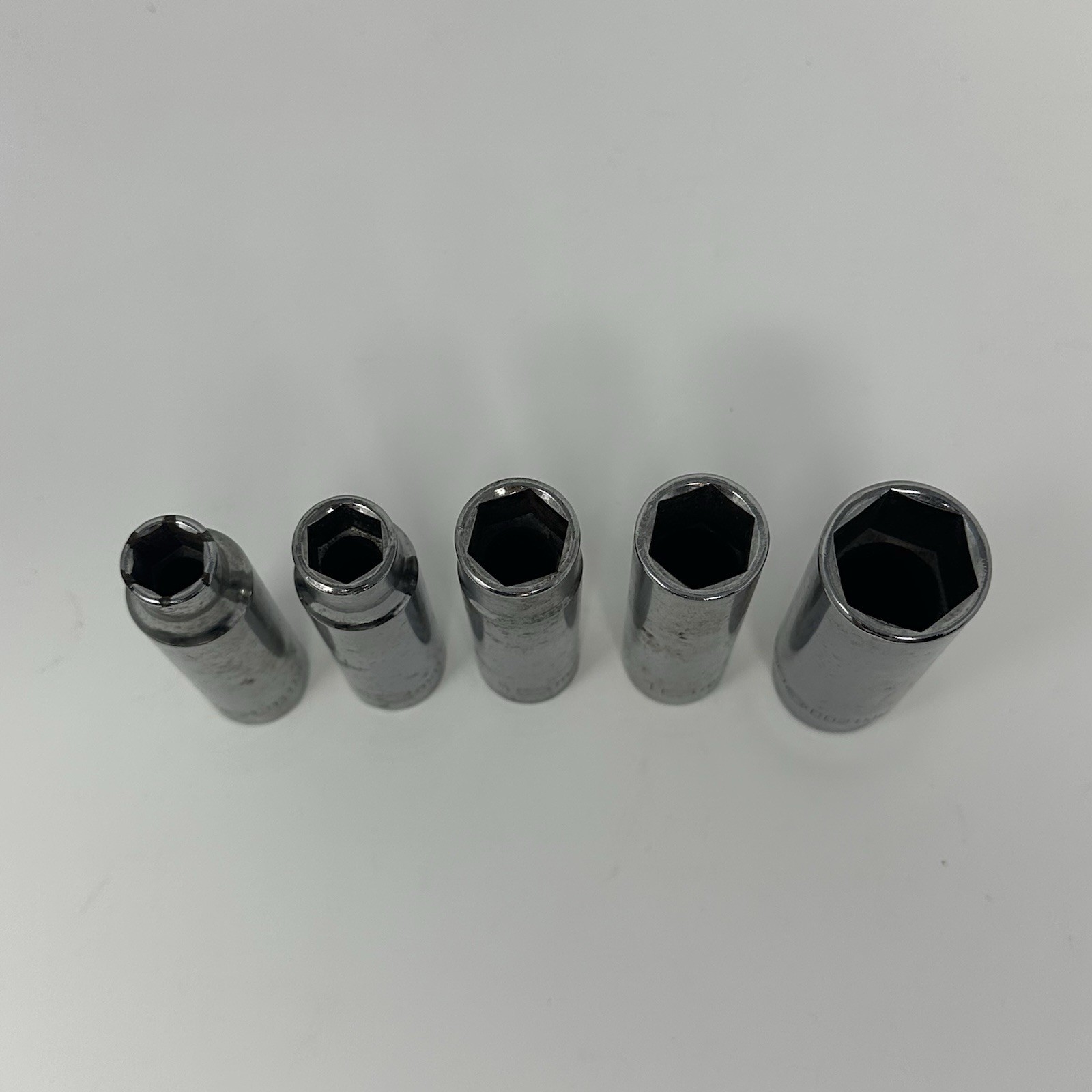 Matco Tools Lot of 5 1/2” Drive 6 Point Metric Deep Chrome Socket 11 12 15 16 21