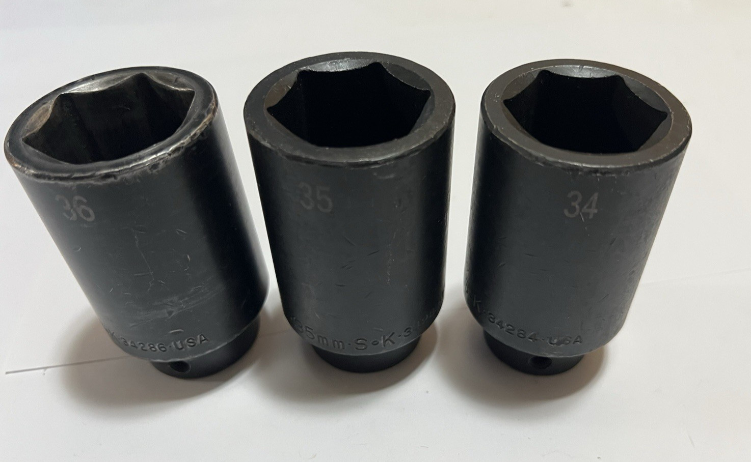 SK Tools 1/2 Drive x 34mm 35mm 36mm Metric Deep 6-Pt Impact Socket Set 3 pc USA