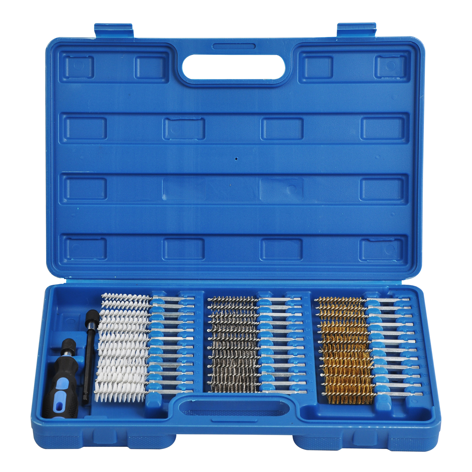 38pc Industrial Wire Brush Set 1/4″ Hex Shank Long Ext. Stainless Steel Nylon
