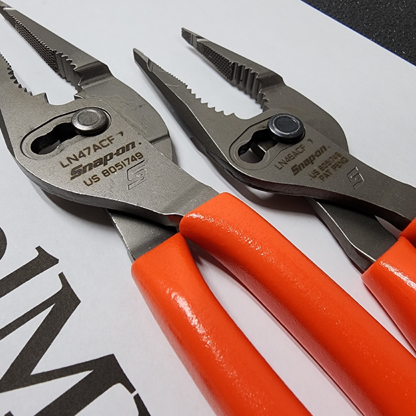 Snap-on Tools USA NEW 2pc ORANGE 7″ & 9″ Long Nose Slip Joint Plier Set LN46ACF