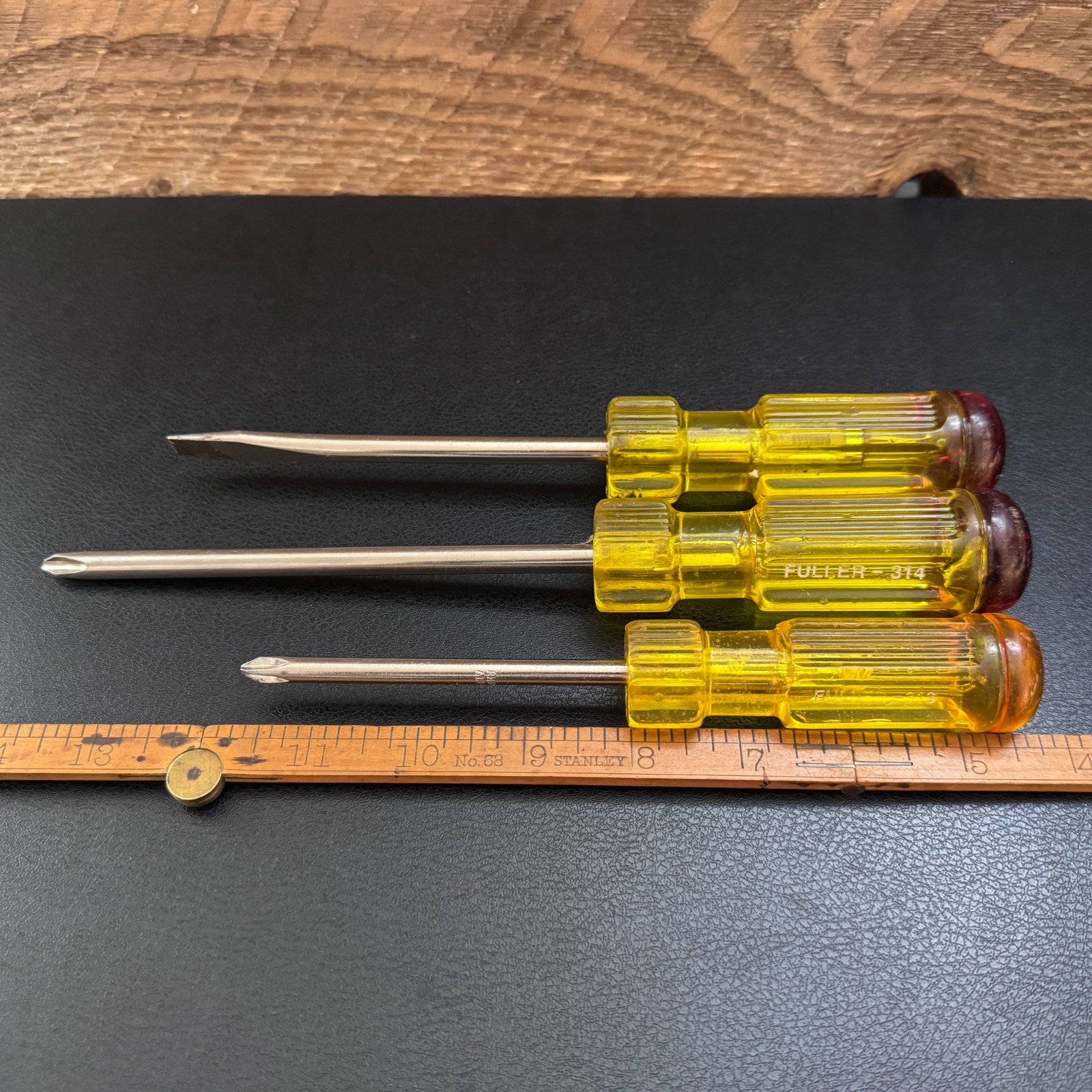 Vintage FULLER Screwdriver Lot 313 314 Phillips #2 #3 & 307 Slotted 3/8″ Red Top