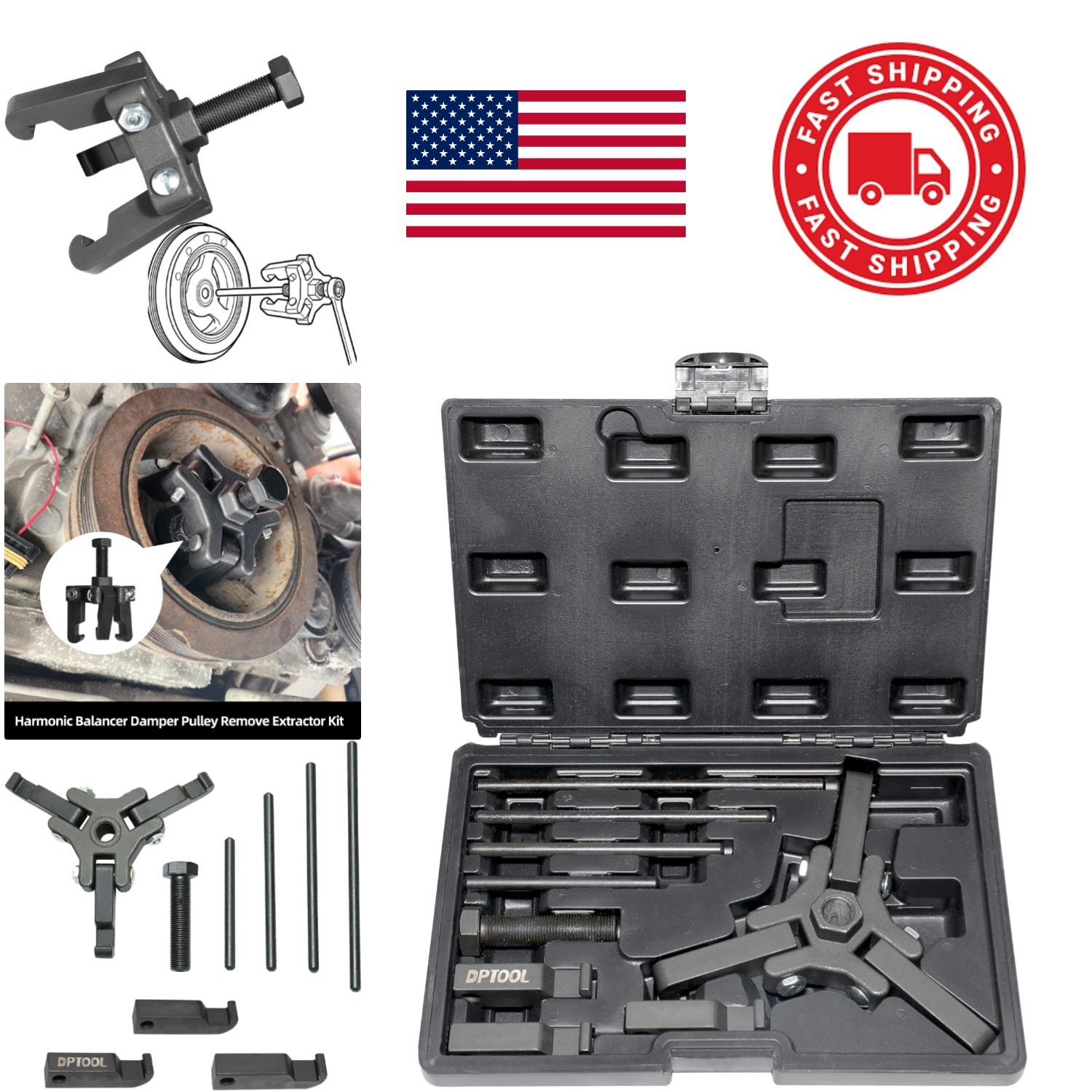 Heavy Duty Harmonic Balancer Extractor Set with High Quality Steel Construction