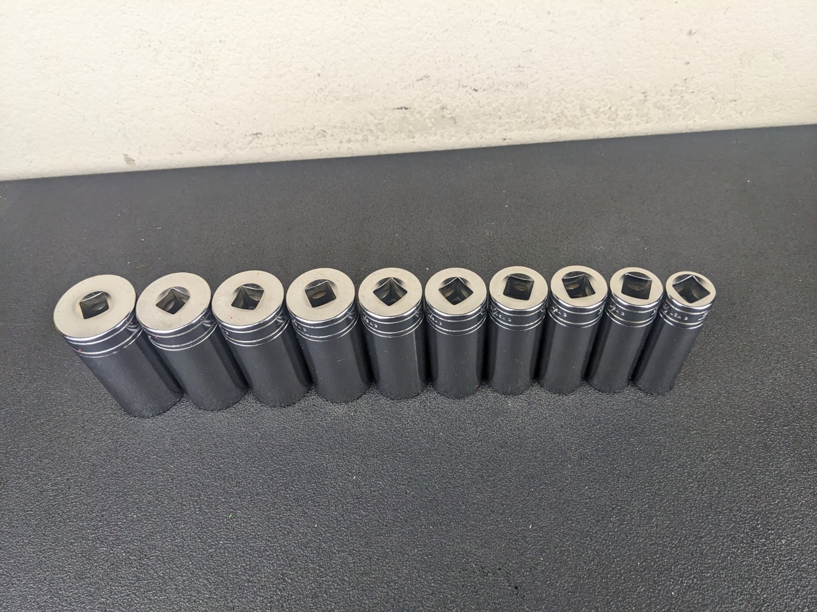 #af708 Snap On Tools NEW 1/2″ Drive Deep Socket Set SAE Chrome 6 Point 1-1/4″