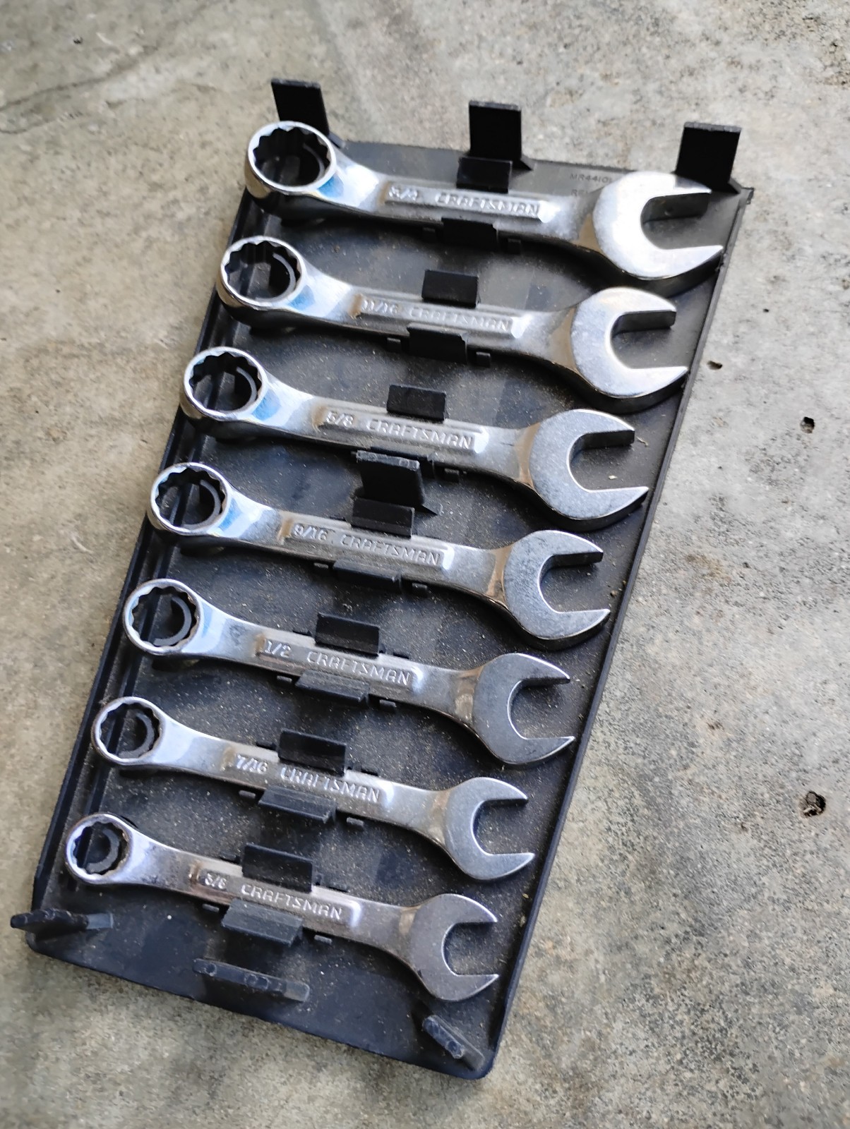 VTG CRAFTSMAN STUBBY SAE COMBO WRENCH SET 3/8-3/4 44109 W/RACK