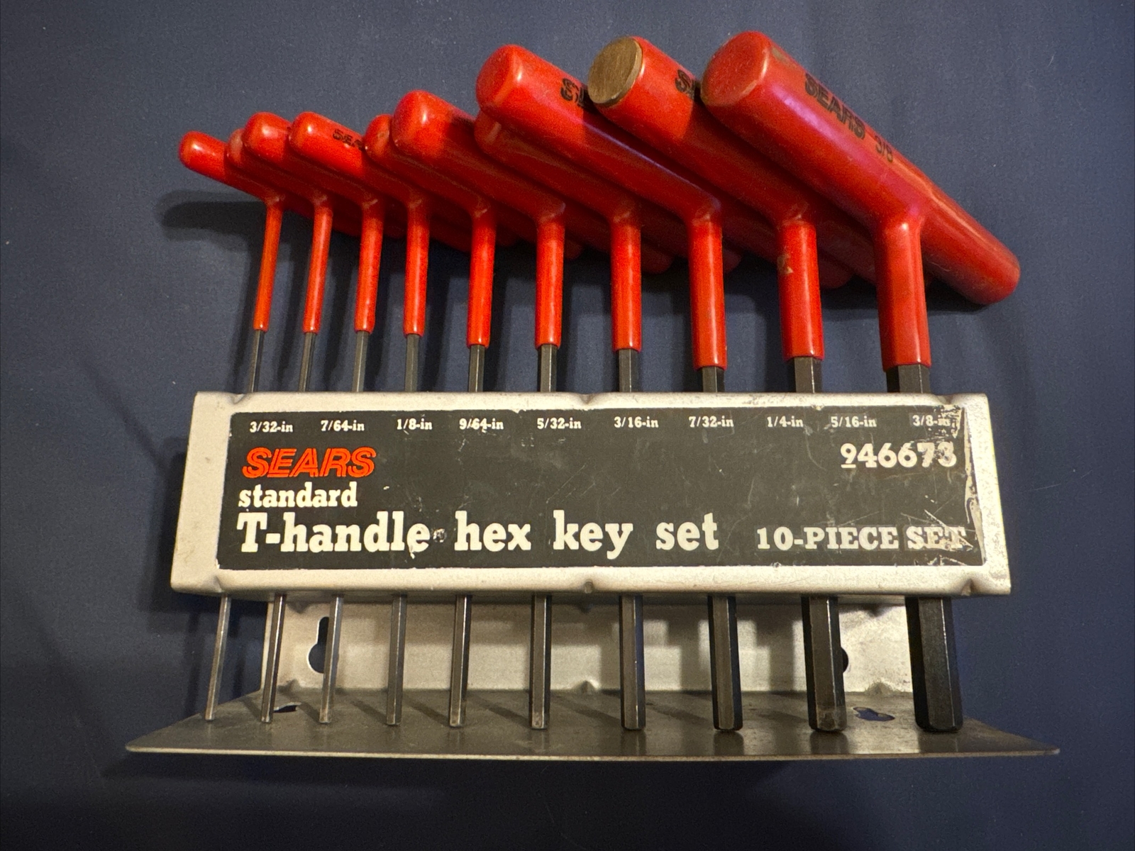 Craftsman 10 Pc, T-Handle Hex Key Set, SAE, In Metal Rack #946673, 3/32” to 3/8”