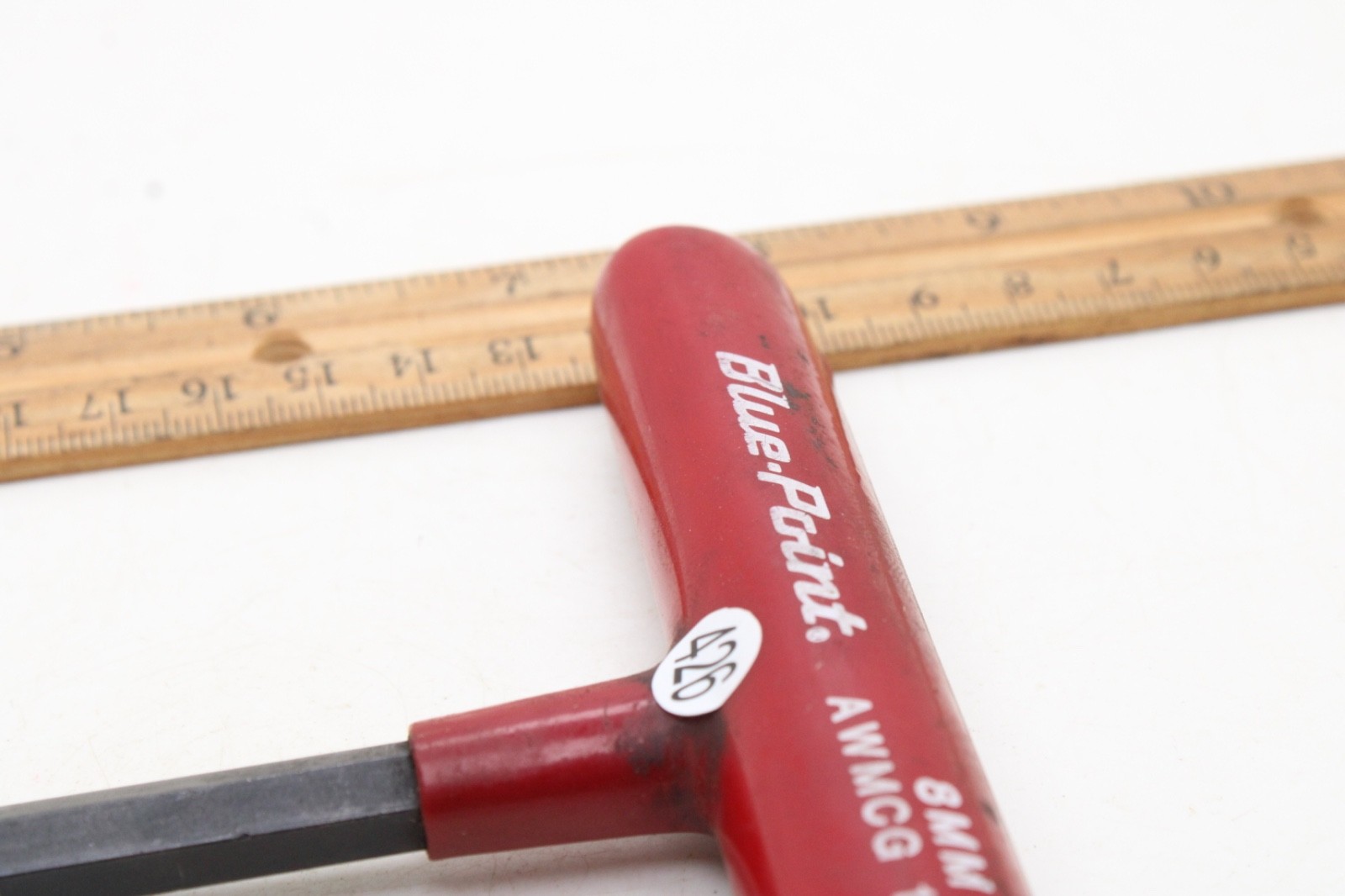 Blue-Point AWCG1608 8mm 6 Point Red Rubber Handle Hex Allen Key T Handle USA