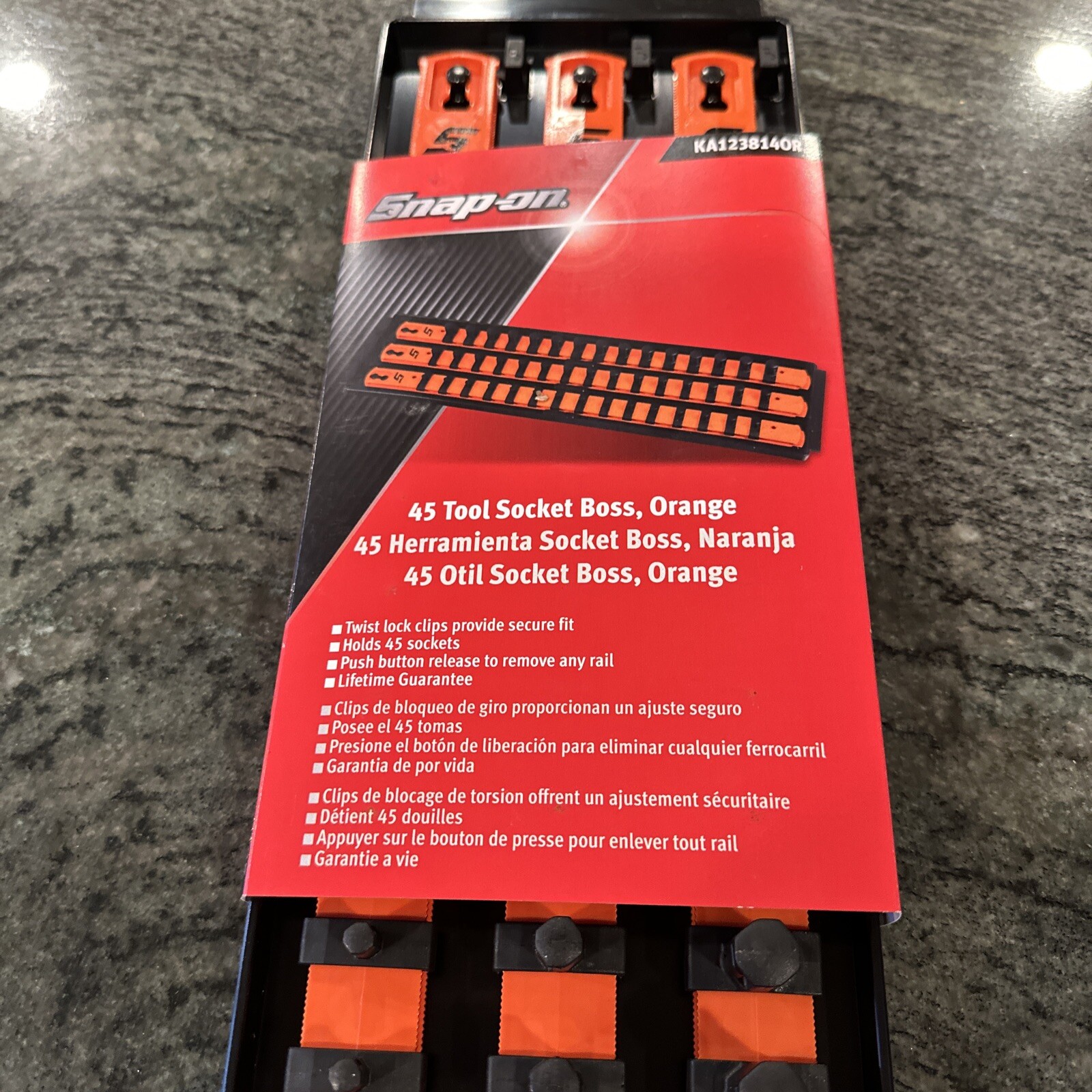 Snap On ka123814or 45 tool socket boss for 1/4,3/8,1/2 twist lock tray orange