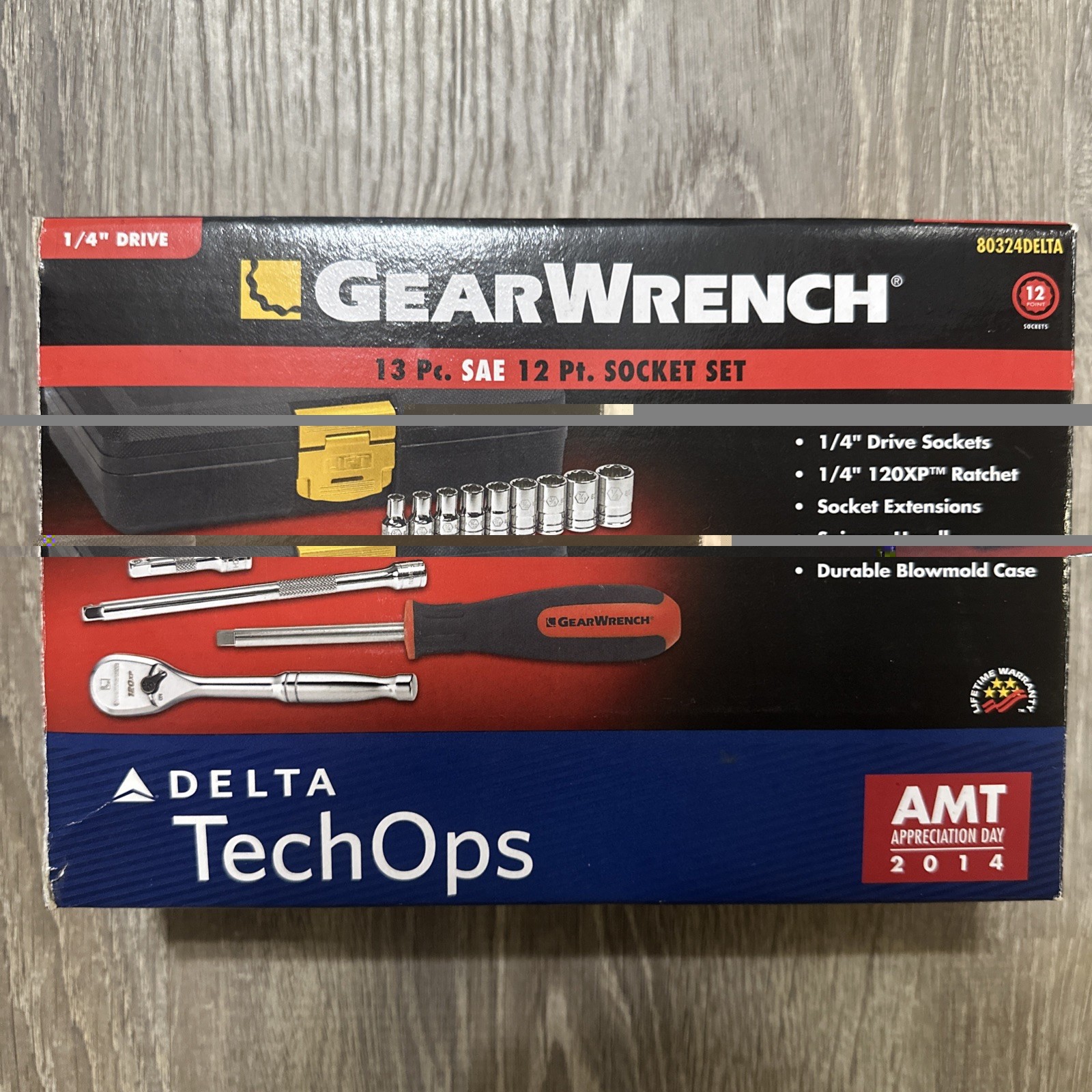 GearWrench 13 Pc SAE 12 Pt Socket Set Hard Case 80324DELTA Rare Delta AMT 2014