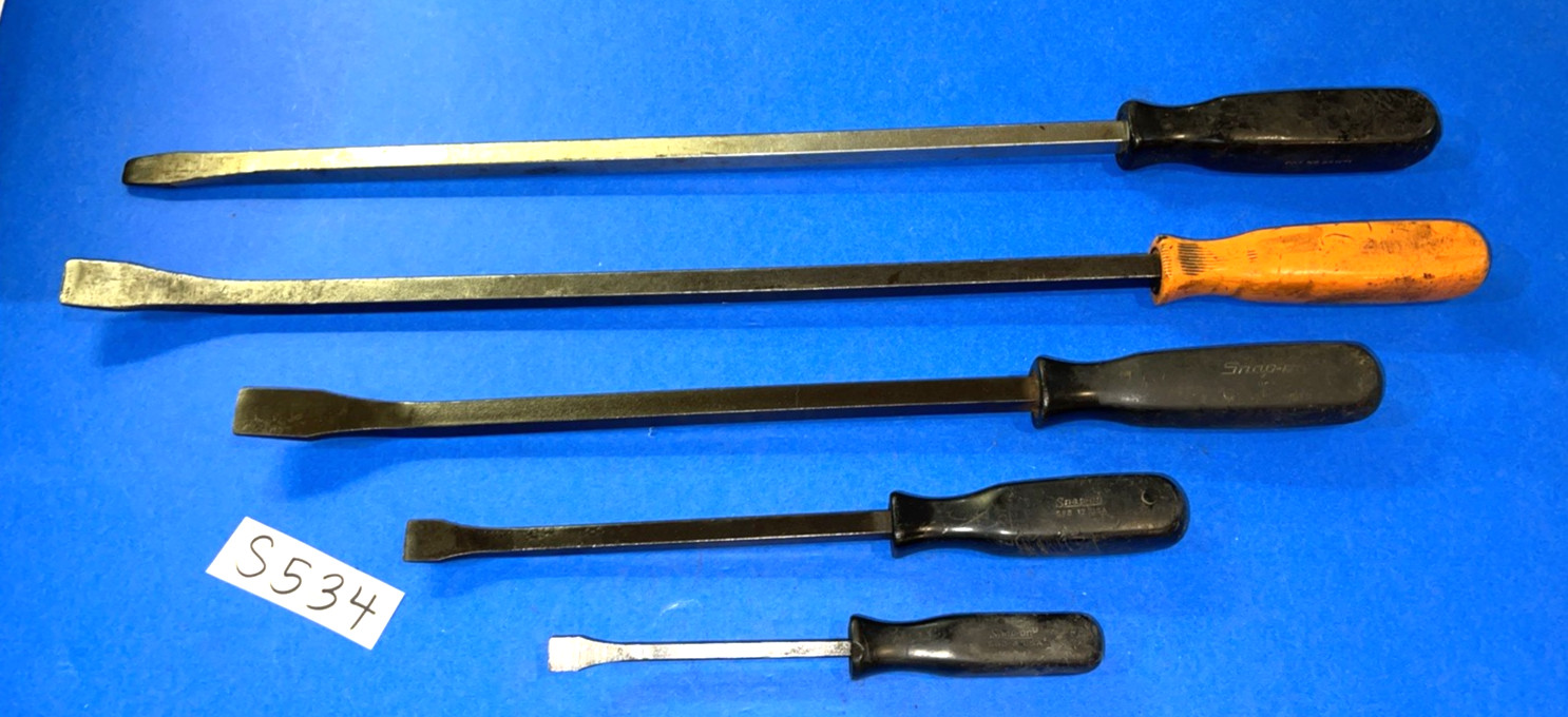 SNAP-ON TOOLS 5 PIECE OLDER PRYBARS & LARGE SCREWDRIVER