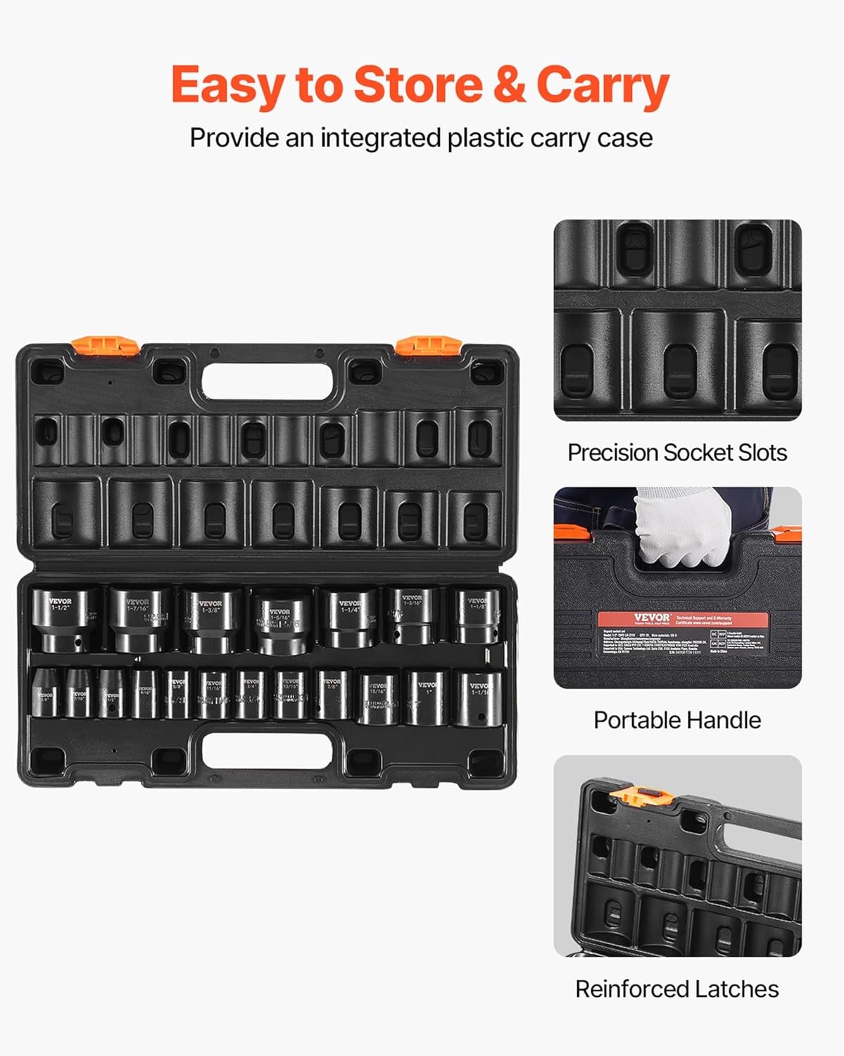 19 Piece 6-point Hex Sockets Standard SAE 3/8 Inches to 1-1/2 Inches