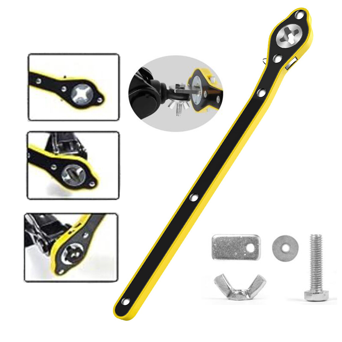 Car Scissor Jack Ratchet Wrench Garage Tire Wheel Lug Handle Tool Labor-saving