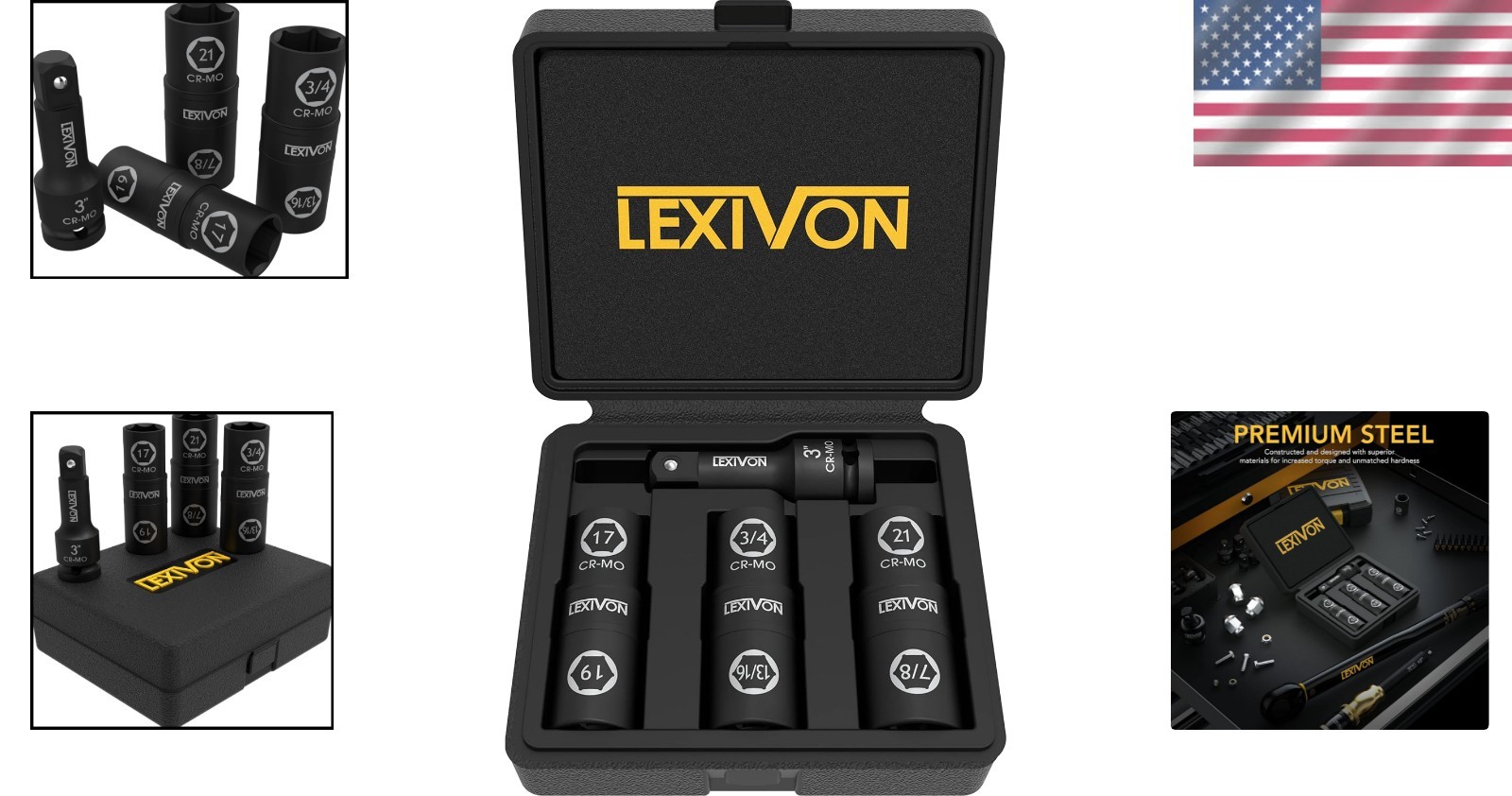 6-Piece Impact Socket Set with Smart Dual-End Design & 3-Inch Extension Bar