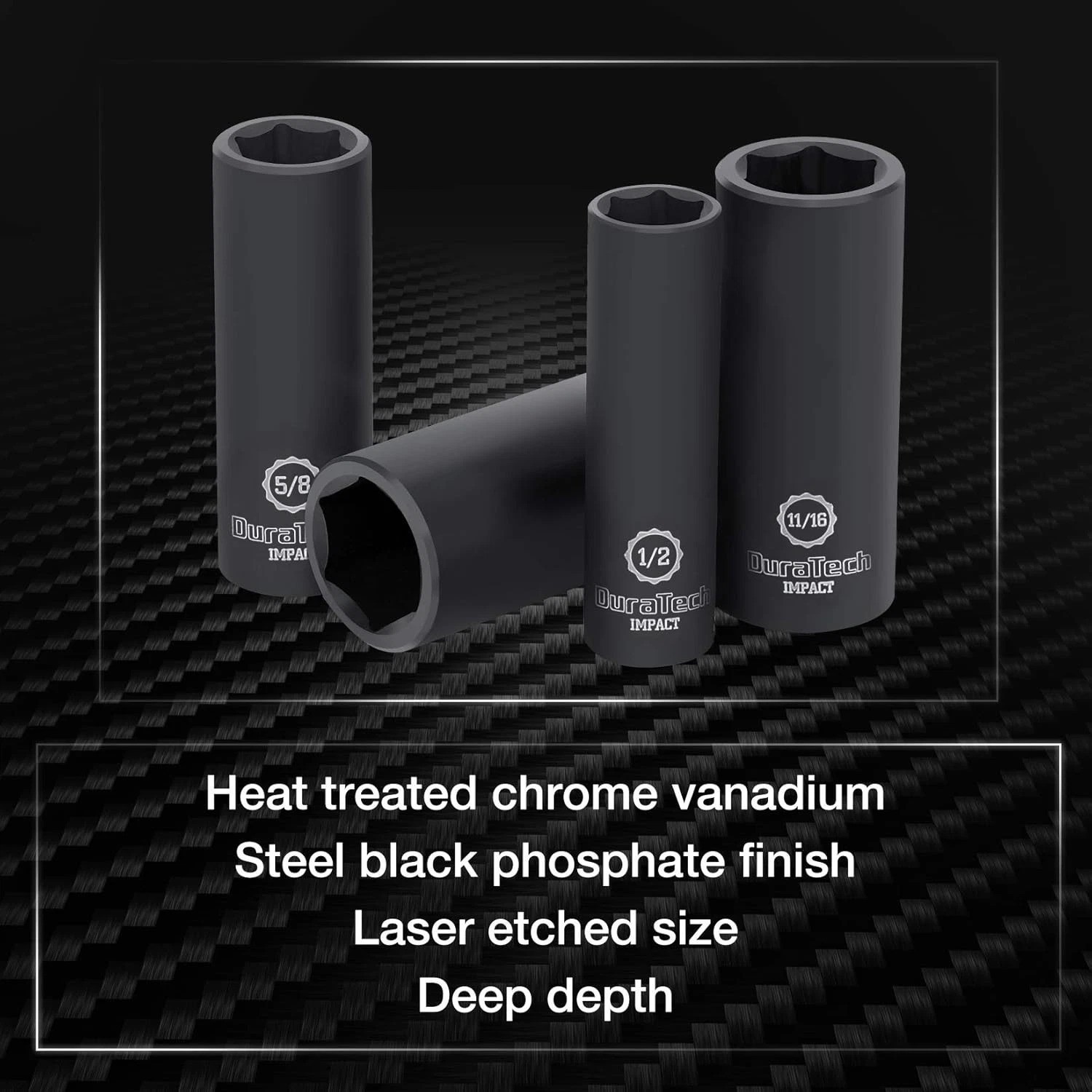 Versatile 10-Piece Deep Impact Socket Set with Anti-Rust Finish & Extension Bars