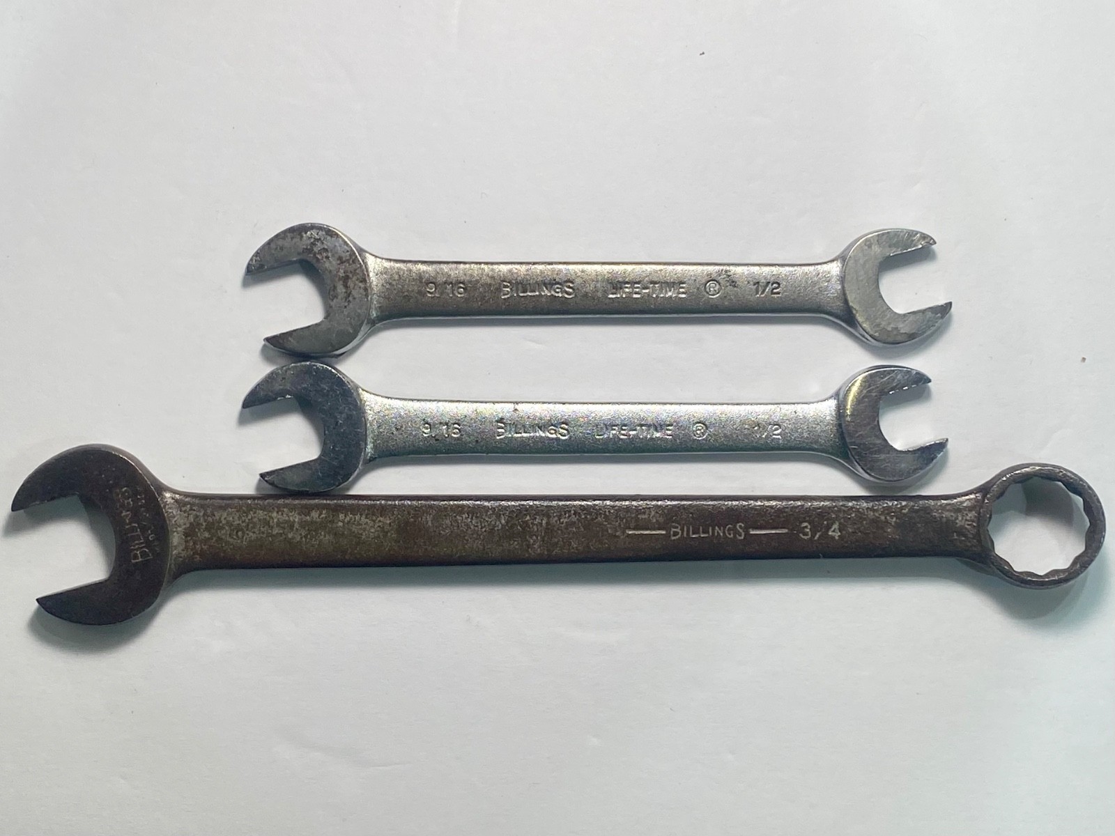 Vintage Billings 3 pc. Wrench Lot, Made in USA, ca 40’s-60’s