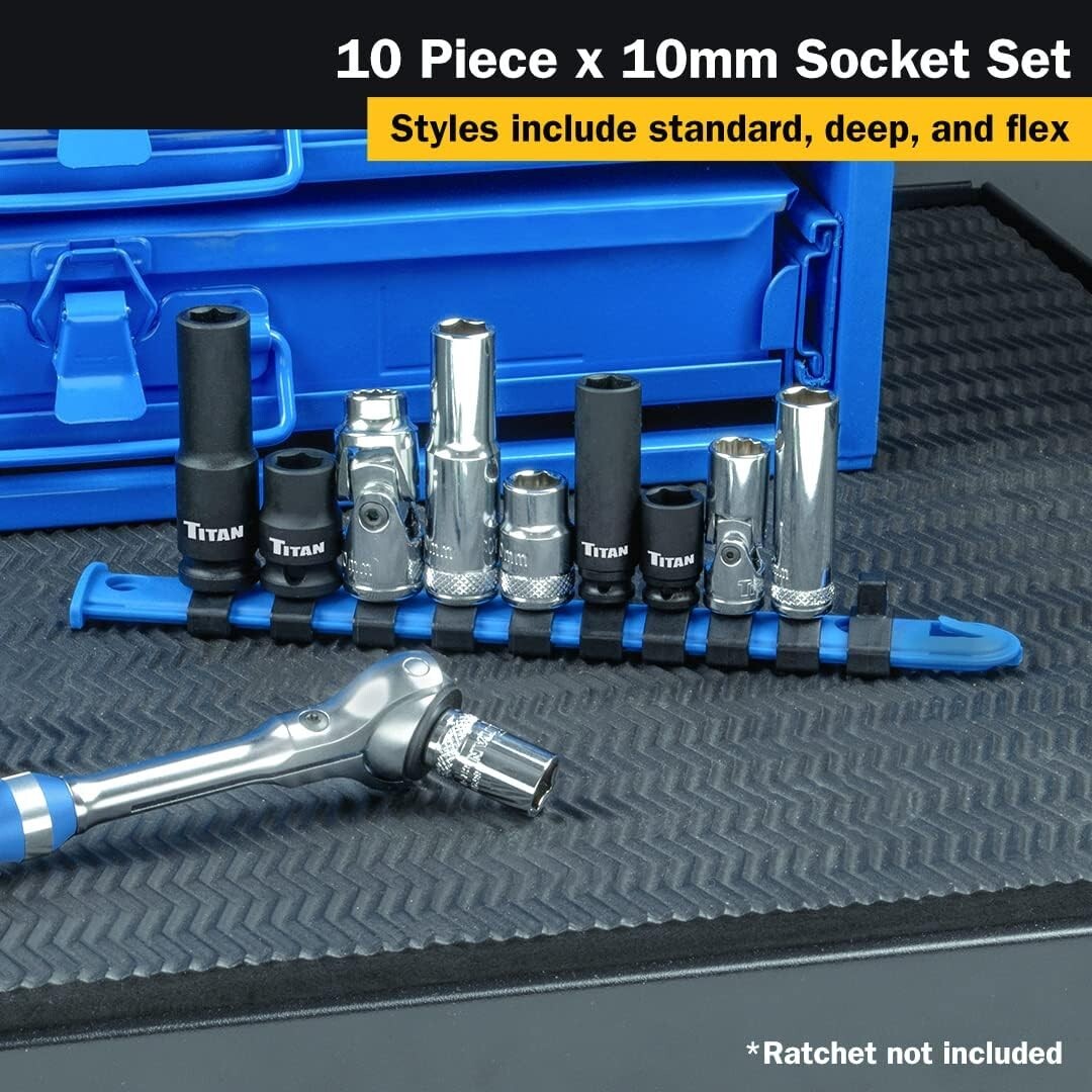 Titan Tools 68660 – 10 mm Socket Set 1/4 Inch & 3/8″ Drive (10pc)