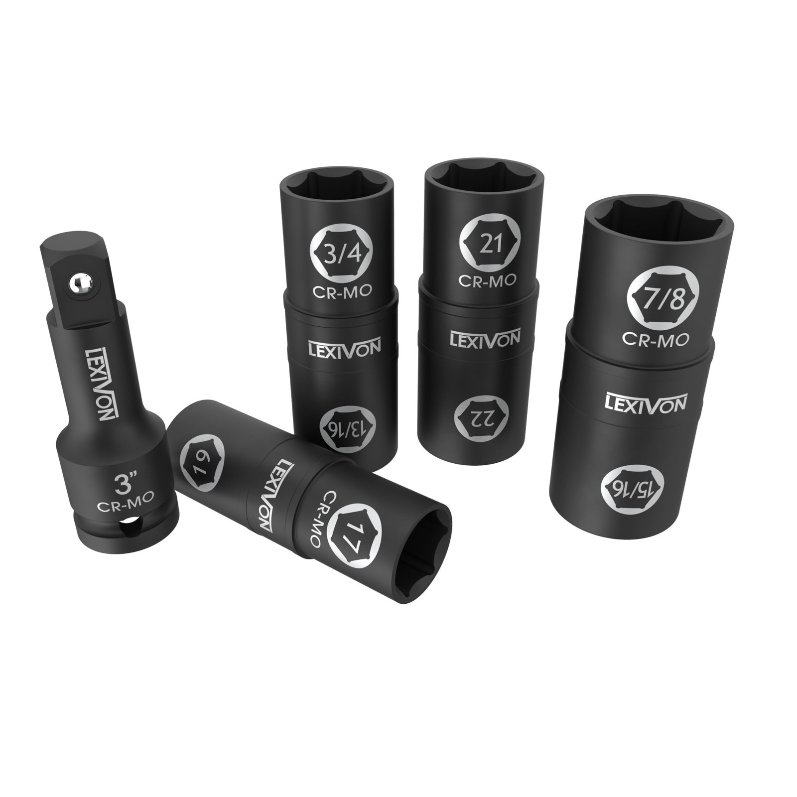 1/2″ Drive Lug Nut Impact Socket Set – 8-IN-4 Flip Design, Cr-Mo Steel, Inch & M