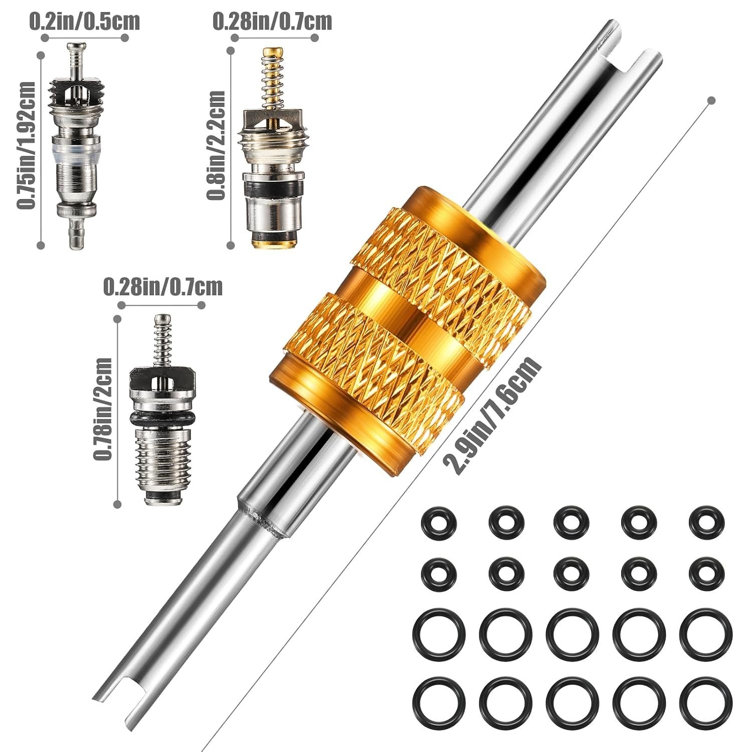Automotive Valve Core Tool Set 35 Pcs R134A R1234YF Shrader Valve Repair Kit