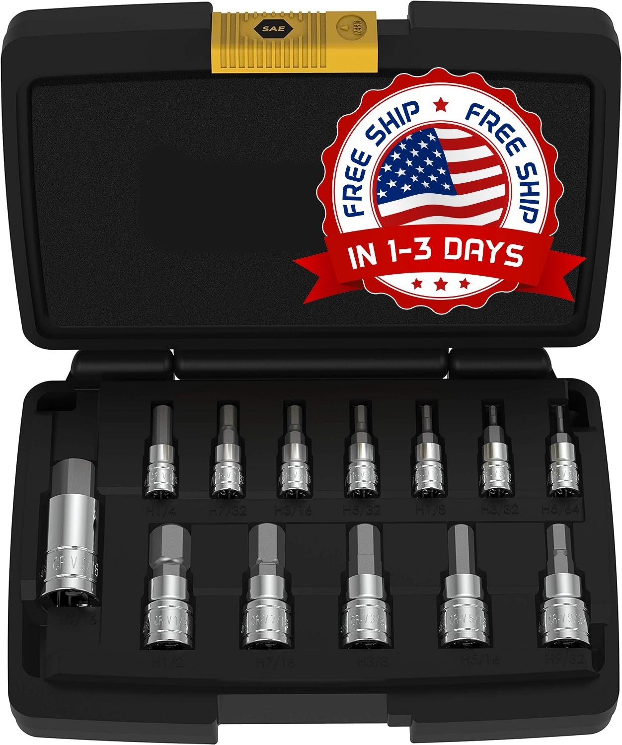 Dado Con Punta Hexagonal De Acero De Aleación De Primera Calidad 13 PCS SAE NEW.