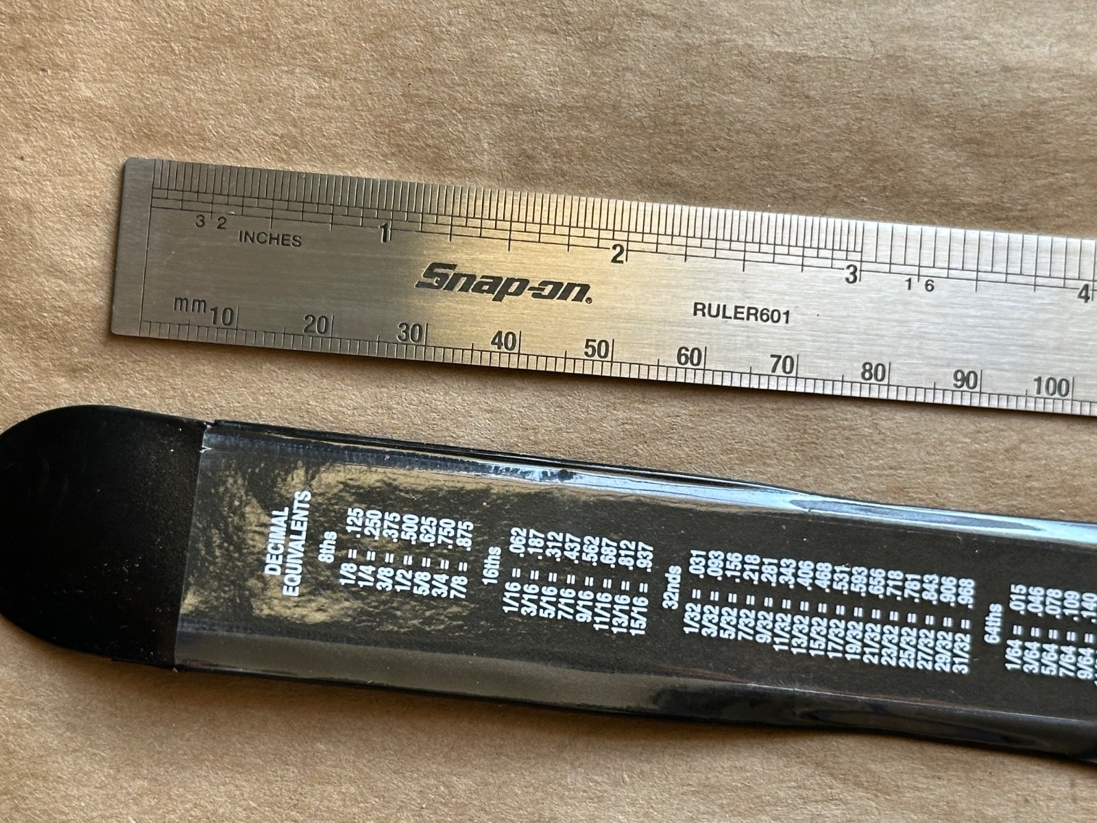 Snap-on Tools NEW 6″ Straight Edge 1/10″ 1/50″ 1/32″ Grad. Steel Ruler RULER601