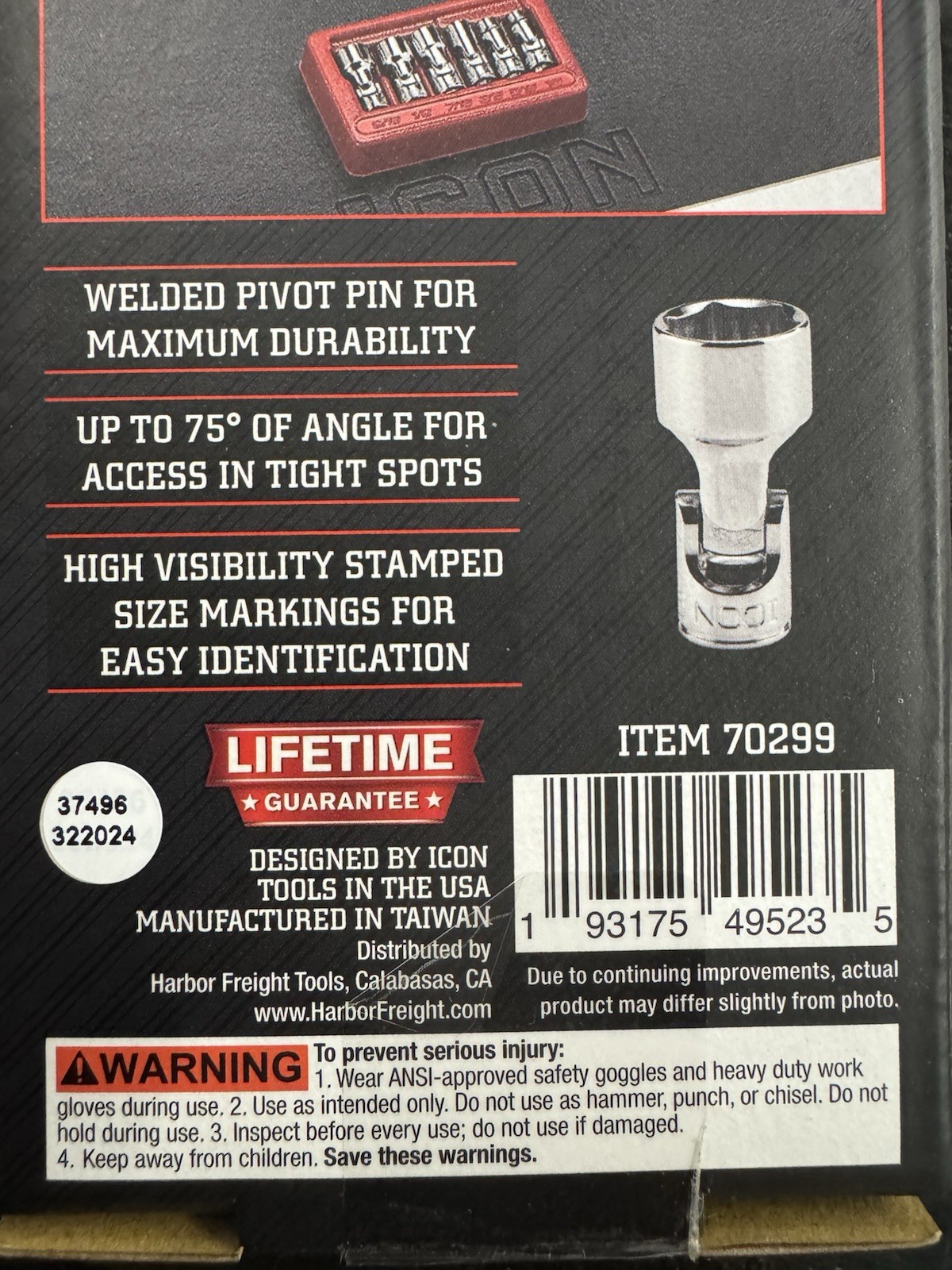 ICON 70299 PROFESSIONAL 1/4″ DRIVE UNIVERSAL SOCKET SET SAE w/TRAY – BRAND NEW