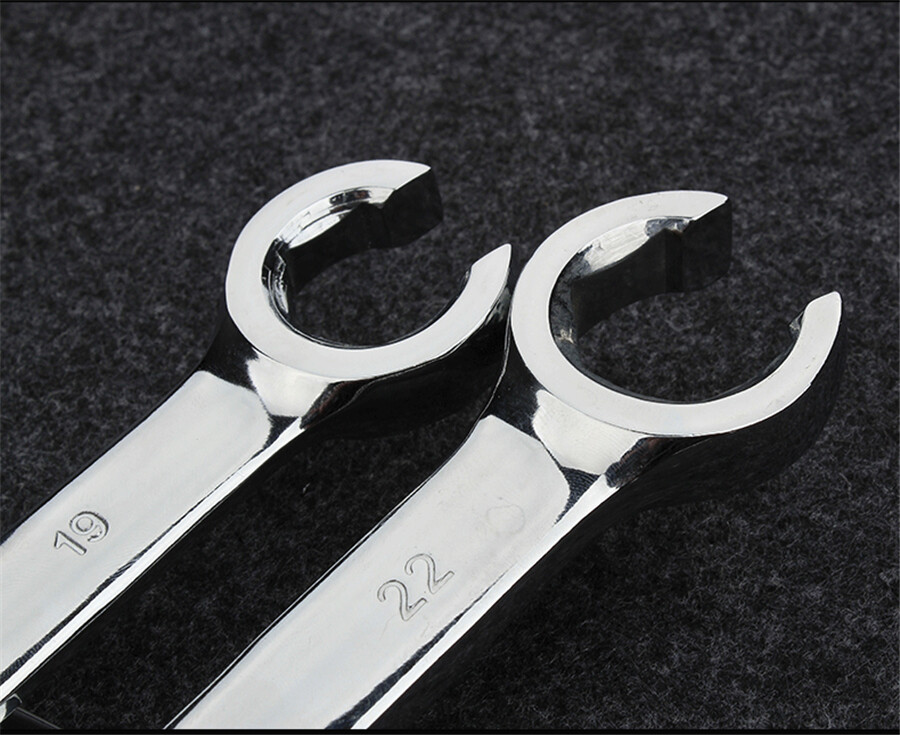 6Pcs 6mm-19mm 6 Point Chrome Vanadium Steel Metric Flare Nut Spanner Wrench Set