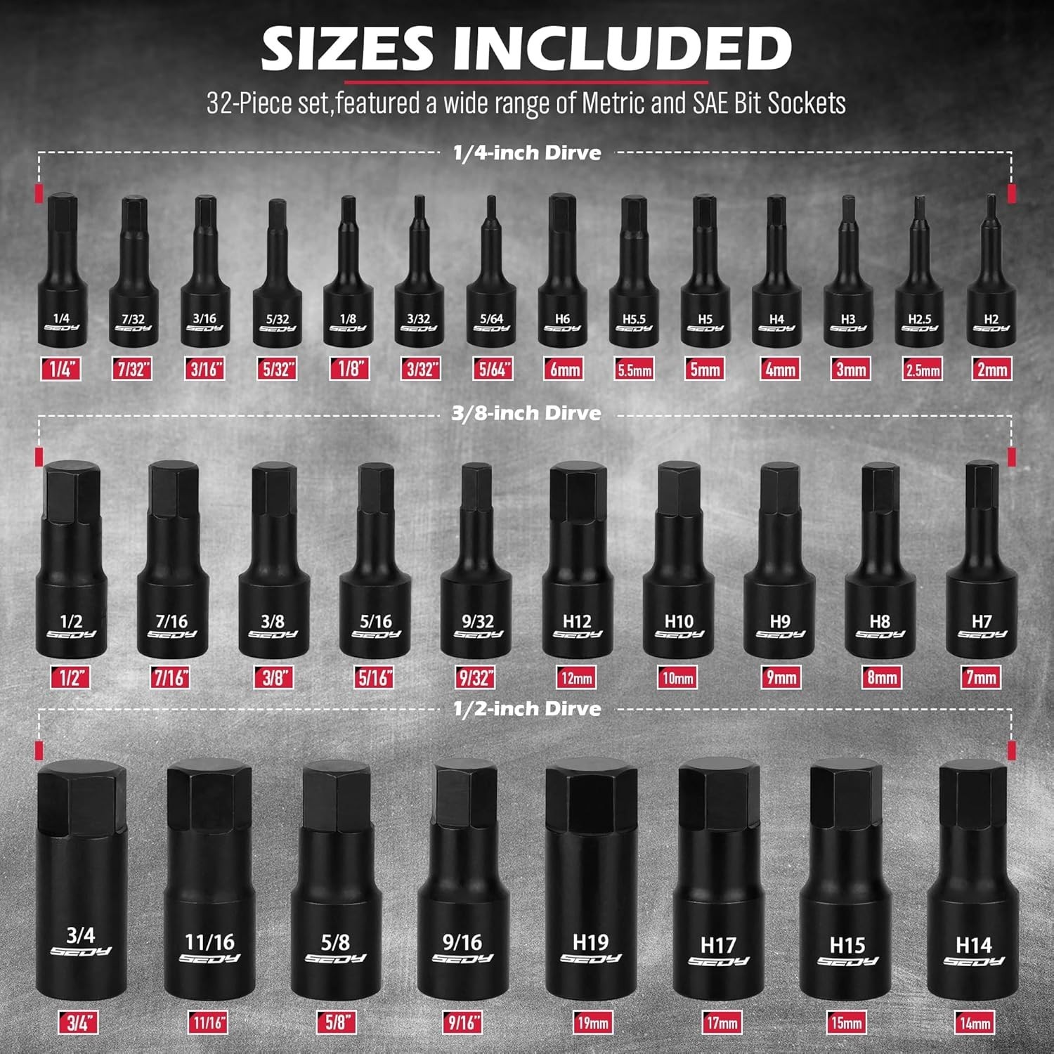 Precision Engineered 36-Piece Hex Impact Socket Set – Perfect for Auto Repair