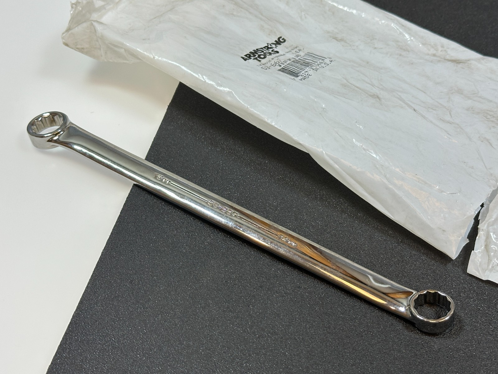 🇺🇸 Armstrong Tools USA 53-667 Metric 14mm x 15mm Long Box End Chrome Wrench