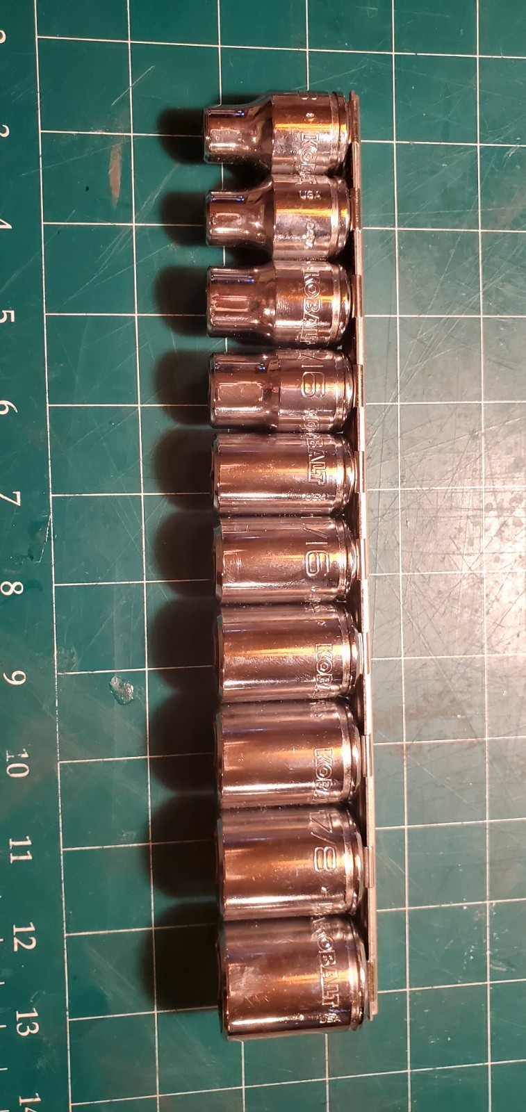 10 Pc Kobalt Shallow Socket Set 15/16 to 3/8″ USA 12 Pt 1/2″ Drive USA