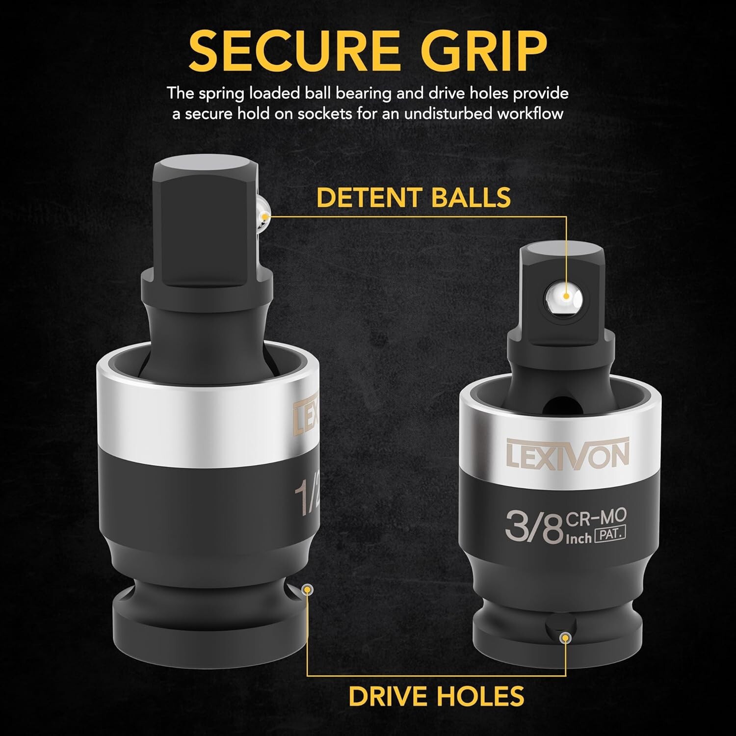Lexivon Impact Universal Joint 3 PIECE Slim Design Adapter Set FREESHIP LX-113-S