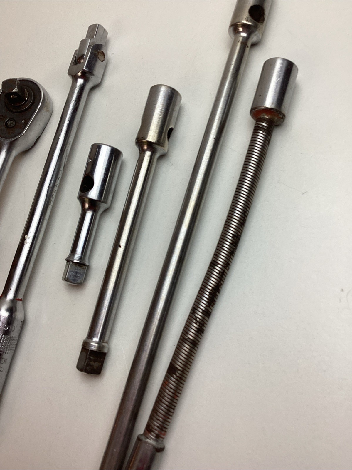 6 Pc BRITOOL 3/8”Drive Assortment. 4 Extensions. Ratchet. T Bar. Breaker Bar