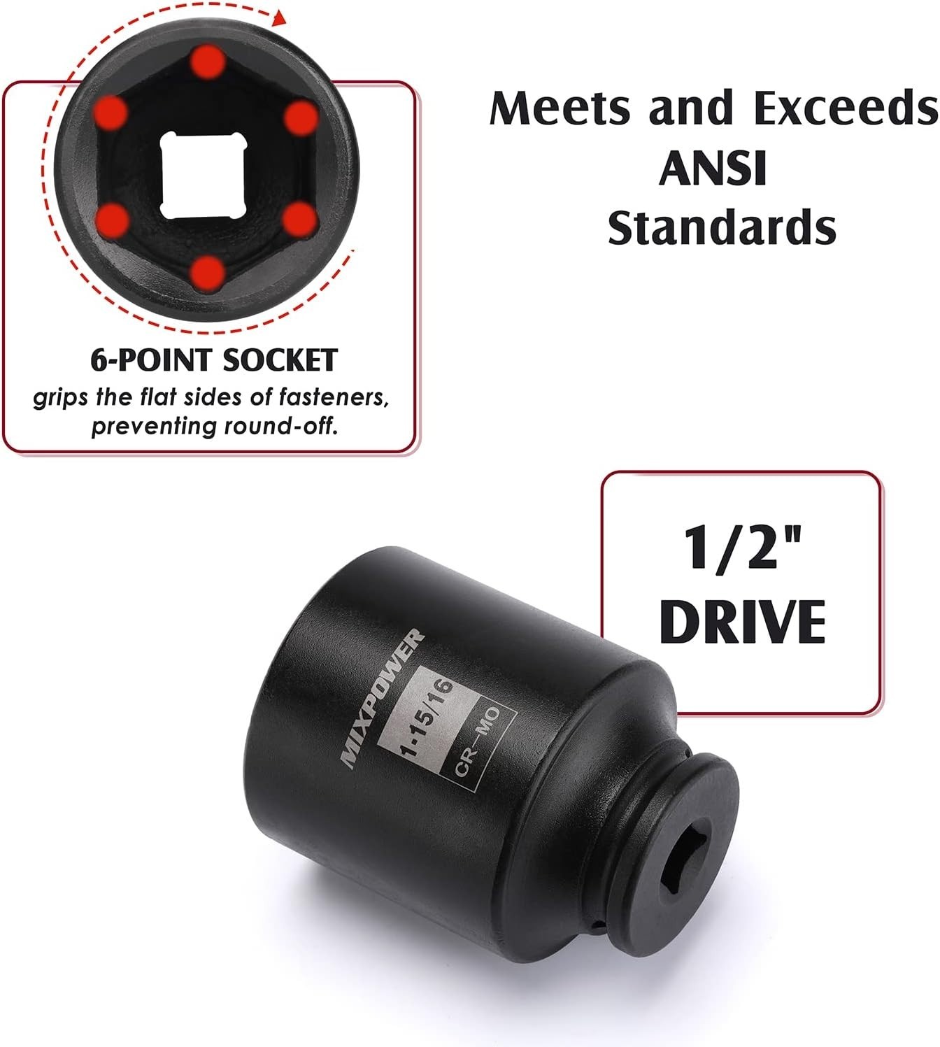 1/2-Inch Drive Nutsetter Impact Socket Set – Cr-Mo with 4 Sizes Included