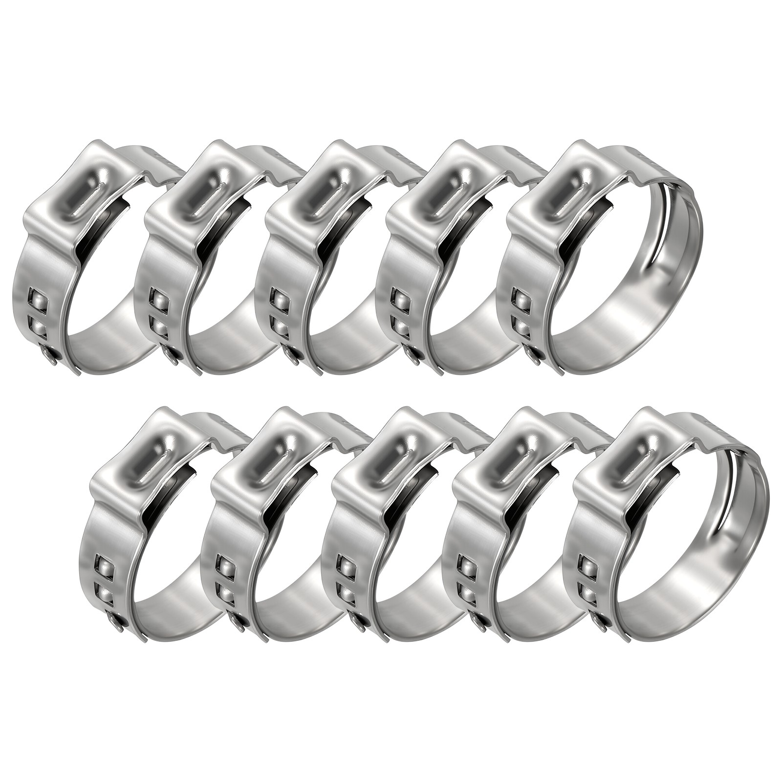 10 Packs 304 Stainless Steel Single Ear Hose Clamps, Working Range 19.4-22.6mm