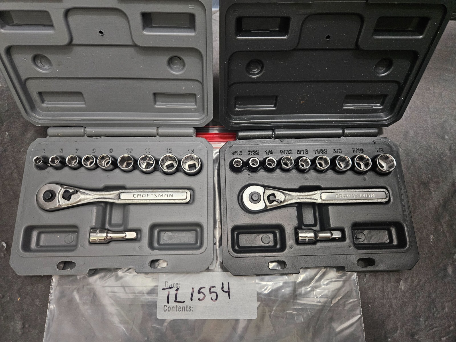 CRAFTSMAN #34860 #34861 SAE/METRIC 1/4″ DR 6 PT 2- 11PC SOCKET SETS (TL1554)