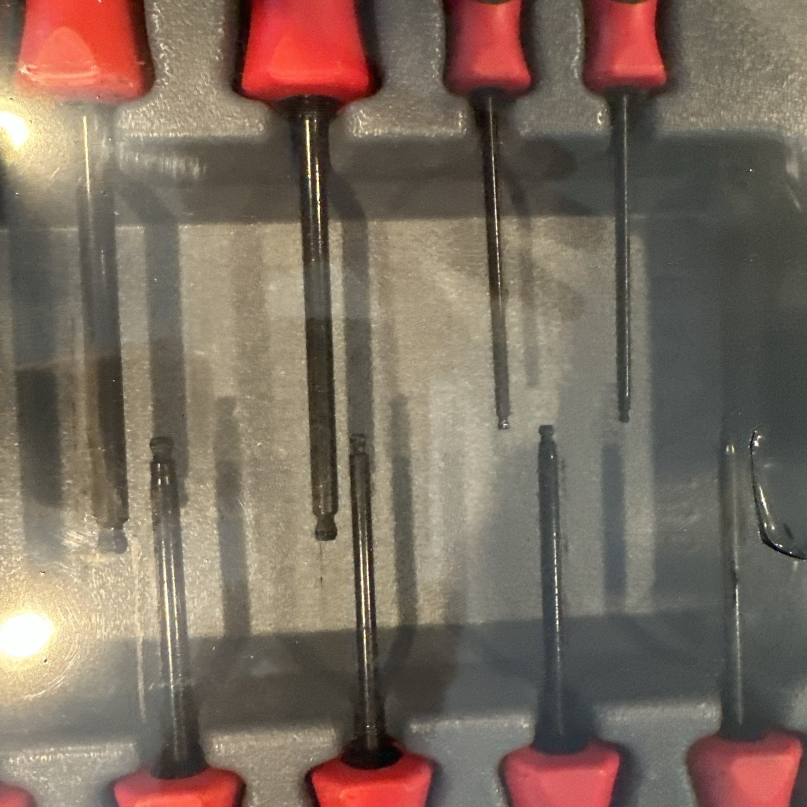 Snap-on Tools USA NEW 10pc RED Soft Grip SAE Ball Hex Screwdriver Set SGAB1000BR