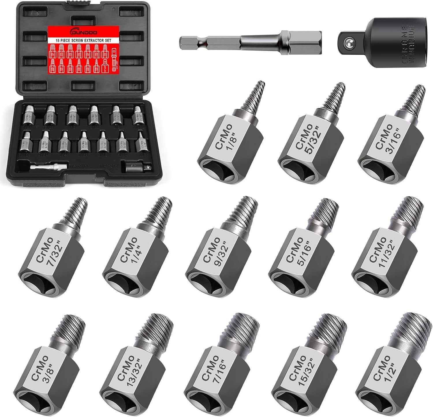15PCS 3/8″ Drive Screw Extractor Set, Multi-Spline Easy Out Bolt Remover Kit …