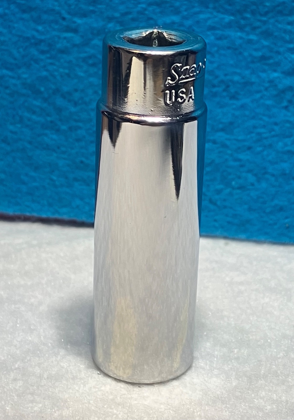 Snap-On STM14 7/16″ SAE 1/4″ Drive Deep Chrome 6-Pt Socket Retro Underline logo