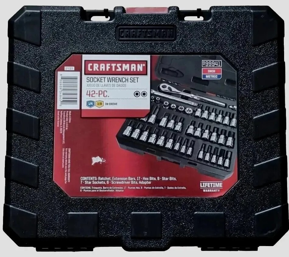 Craftsman 42 PC Piece 1/4 & 3/8 Drive Hex Screwdriver Torx Bit Socket Wrench Set