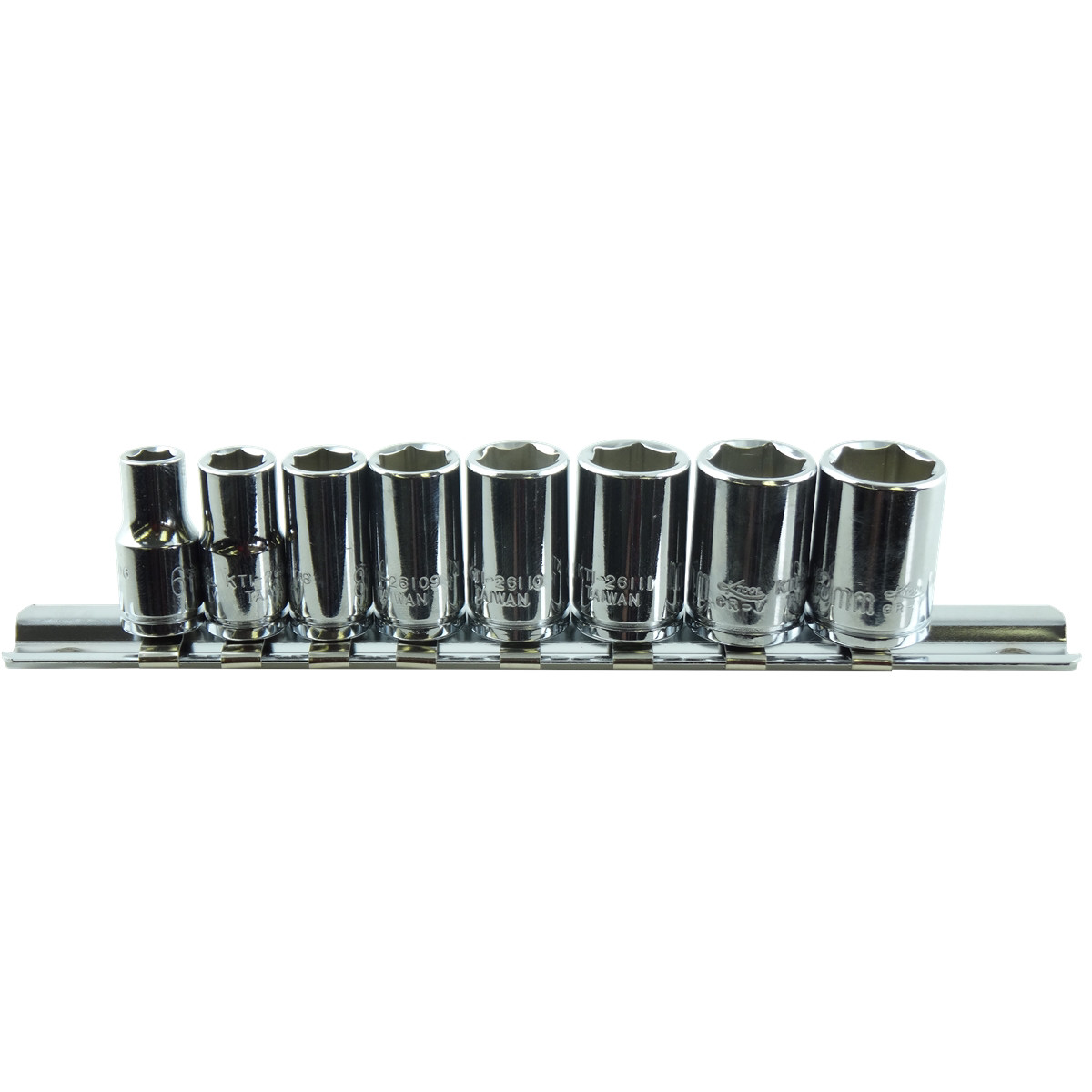 K-Tool 26100 8-pc 1/4″ Drive 6-Point Metric Short Chrome Socket Set
