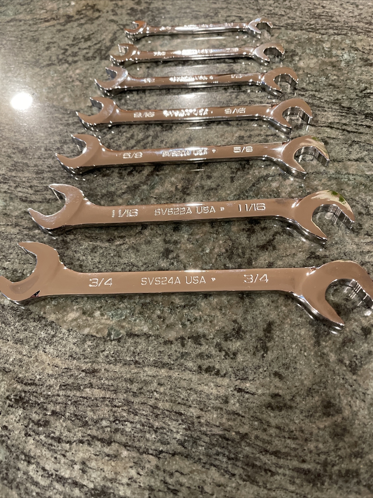 Snap On svs807a 3/8-3/4″ 7 pc flank drive plus four way angle head wrench set
